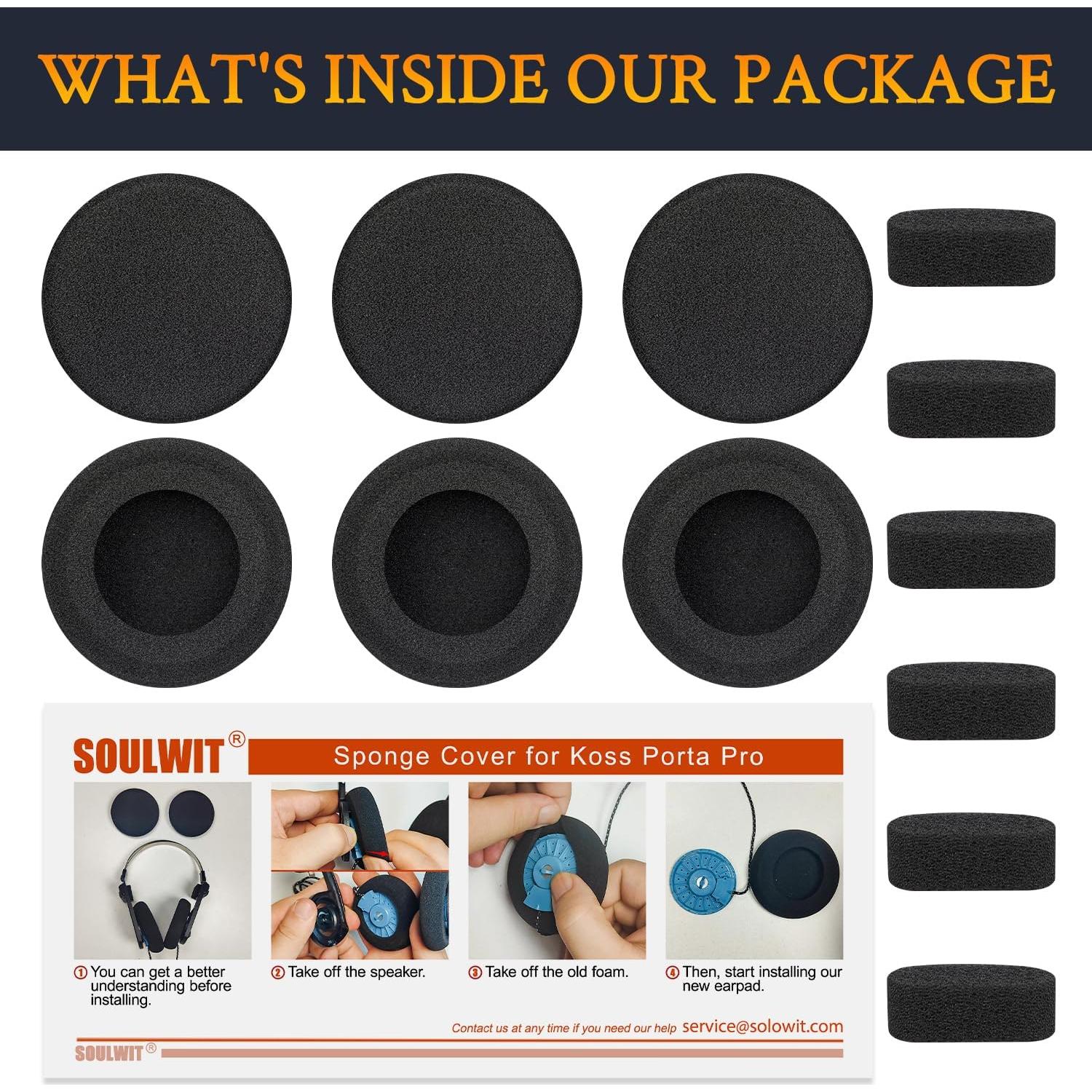 Almohadillas de Repuesto SOULWIT para Auriculares Koss Porta Pro - Negro