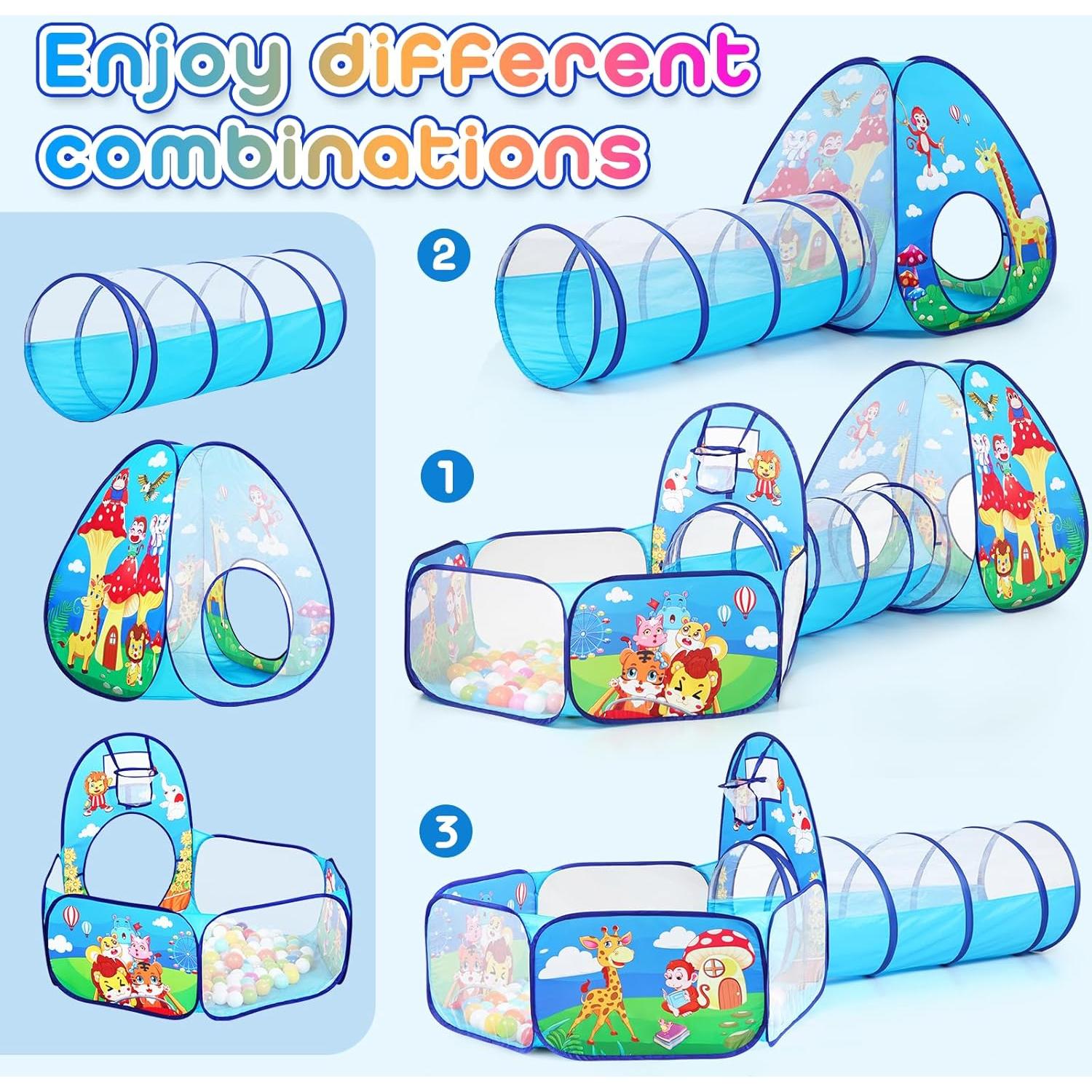 Carpa de Juego 3 Piezas para Niños con Túnel y Piscina