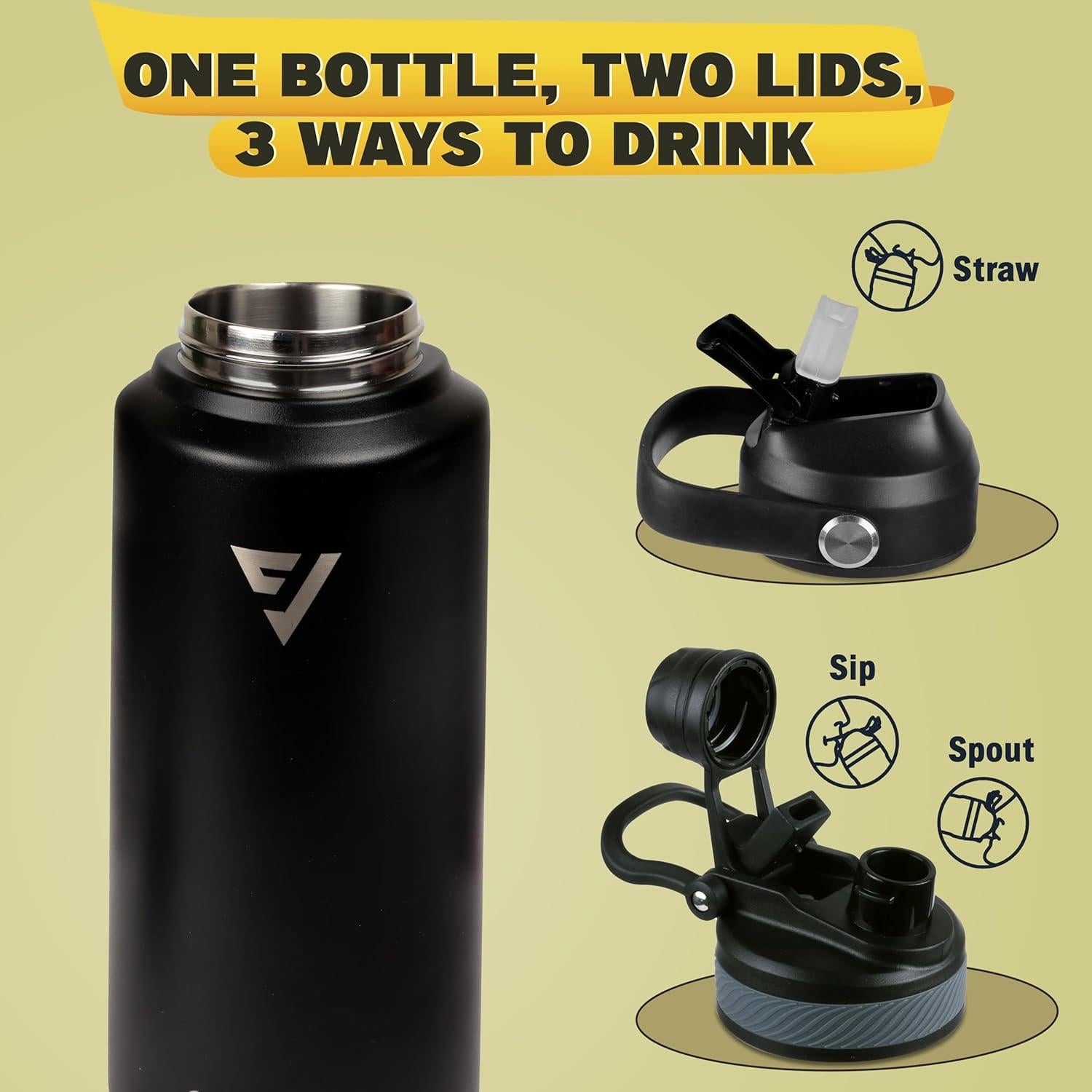 Botella de Agua Aislada Canvic DualSip 0.95L con 2 Tapas