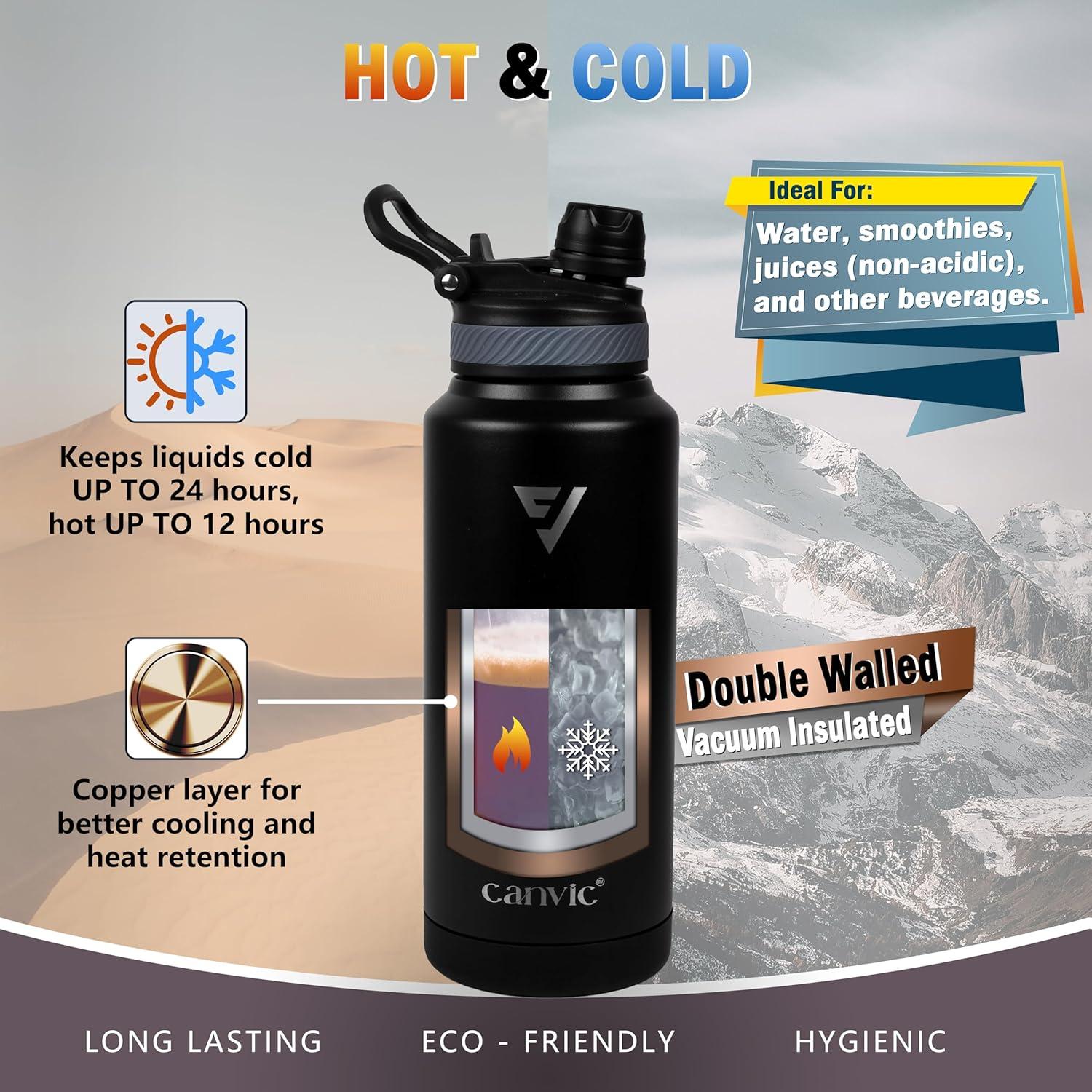 Botella de Agua Aislada Canvic DualSip 0.95L con 2 Tapas