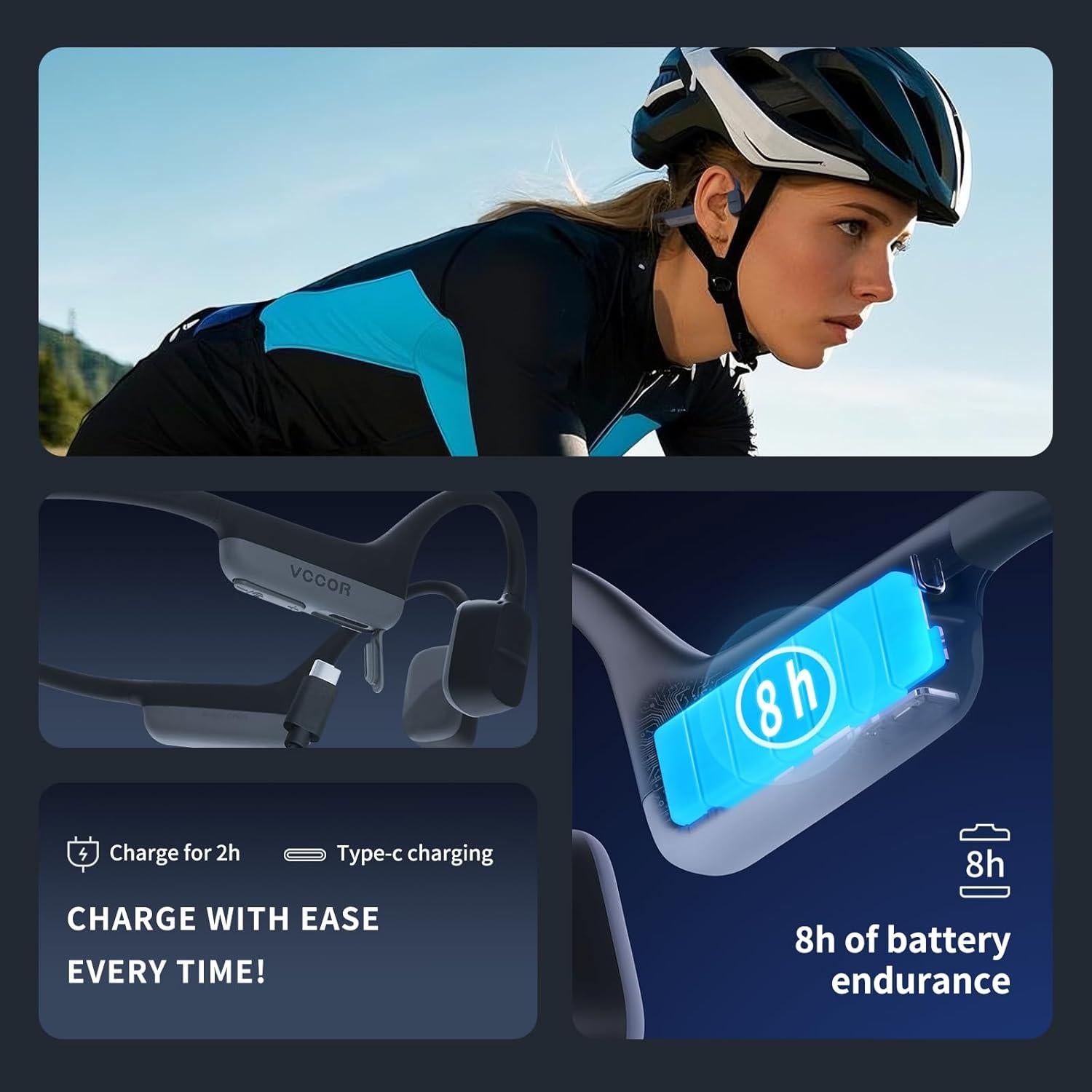 Auriculares Inalámbricos VCCOR COZY CY601 Conducción Ósea Azul