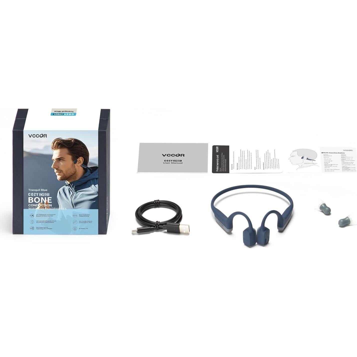 Auriculares Inalámbricos VCCOR COZY CY601 Conducción Ósea Azul