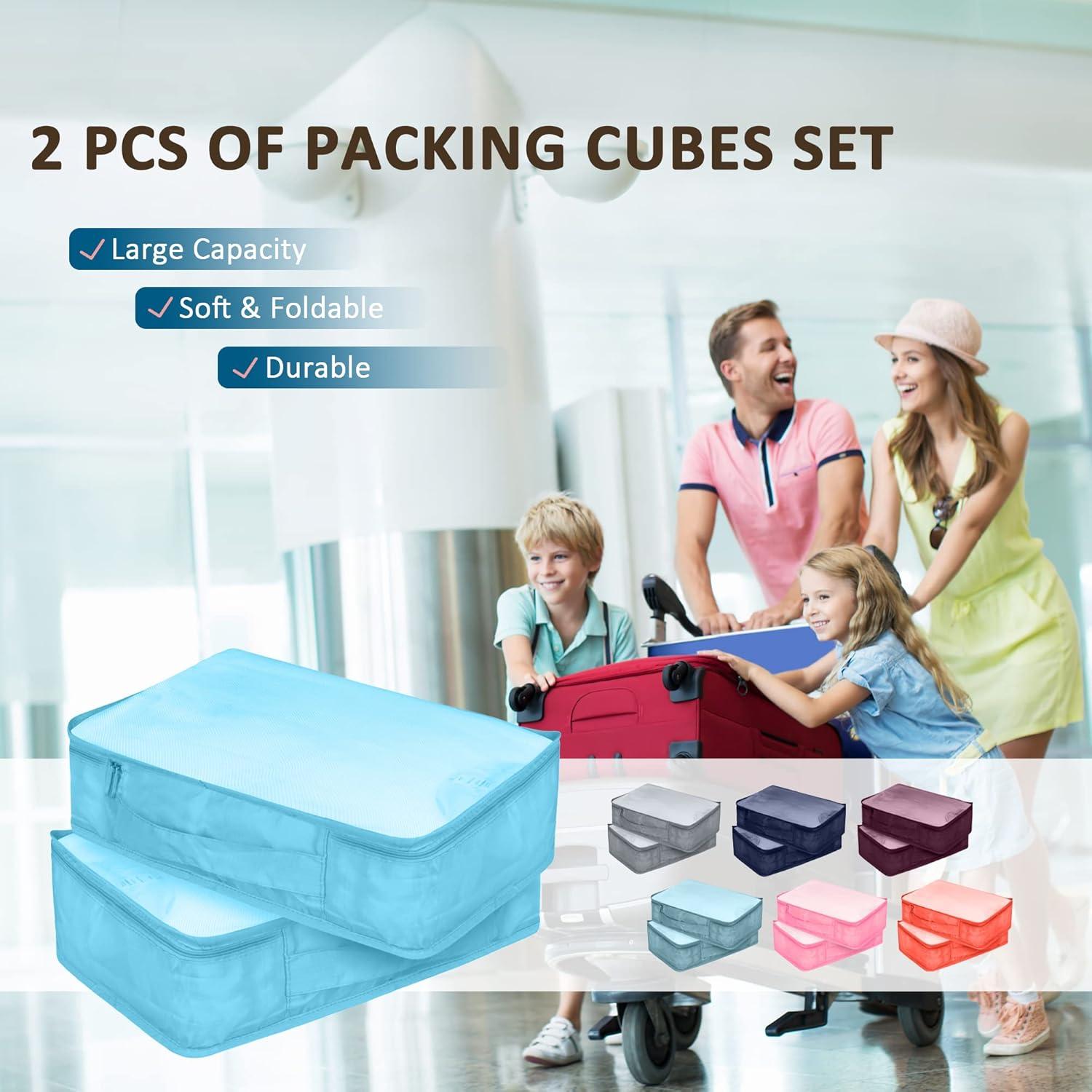 Juego de Cubos de Empaque Ebbniur 2 Pcs Azul Brillante 40x30cm