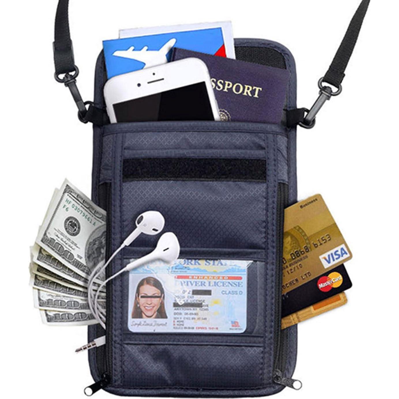 Billetera Portapassaporte BTDAO con Bloqueo RFID Azul Marino