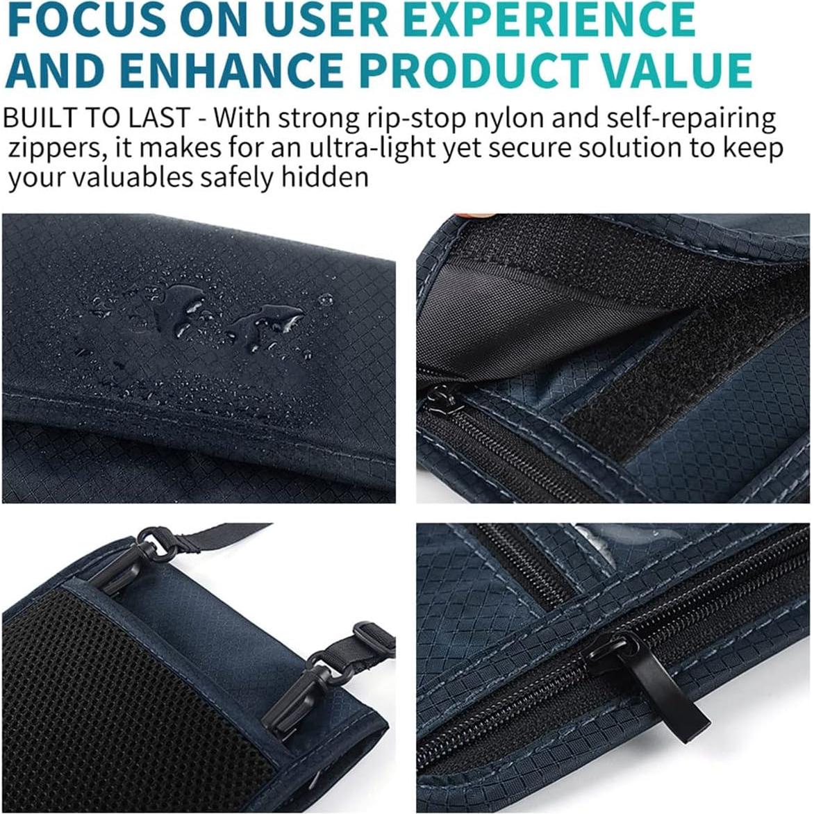 Billetera Portapassaporte BTDAO con Bloqueo RFID Azul Marino