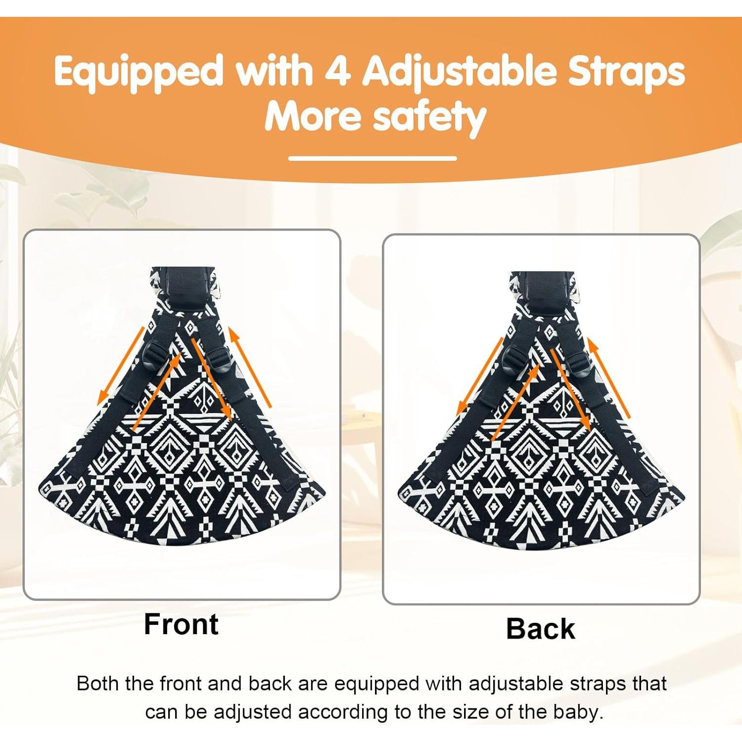 Portabebés Sling Mejorado 2025 Negro - 4 Correas Ajustables