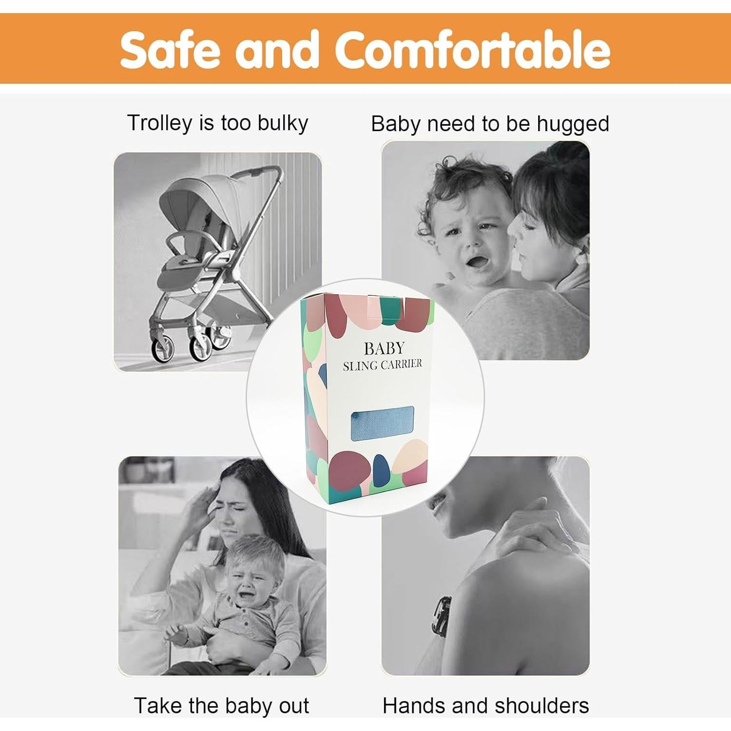 Portabebés Sling Mejorado 2025 Negro - 4 Correas Ajustables