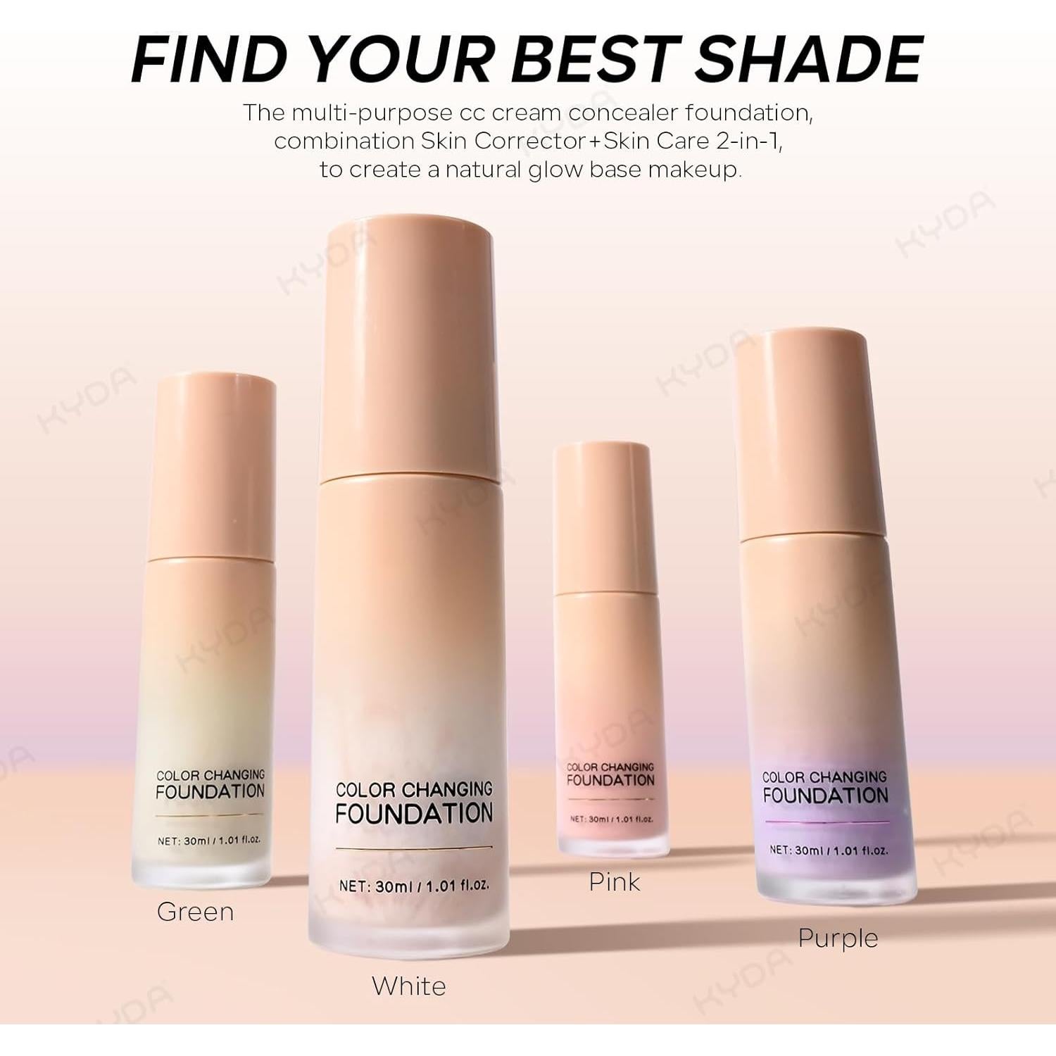 Base de Maquillaje Cambiante de Color KYDA 30ml Corrector Verde