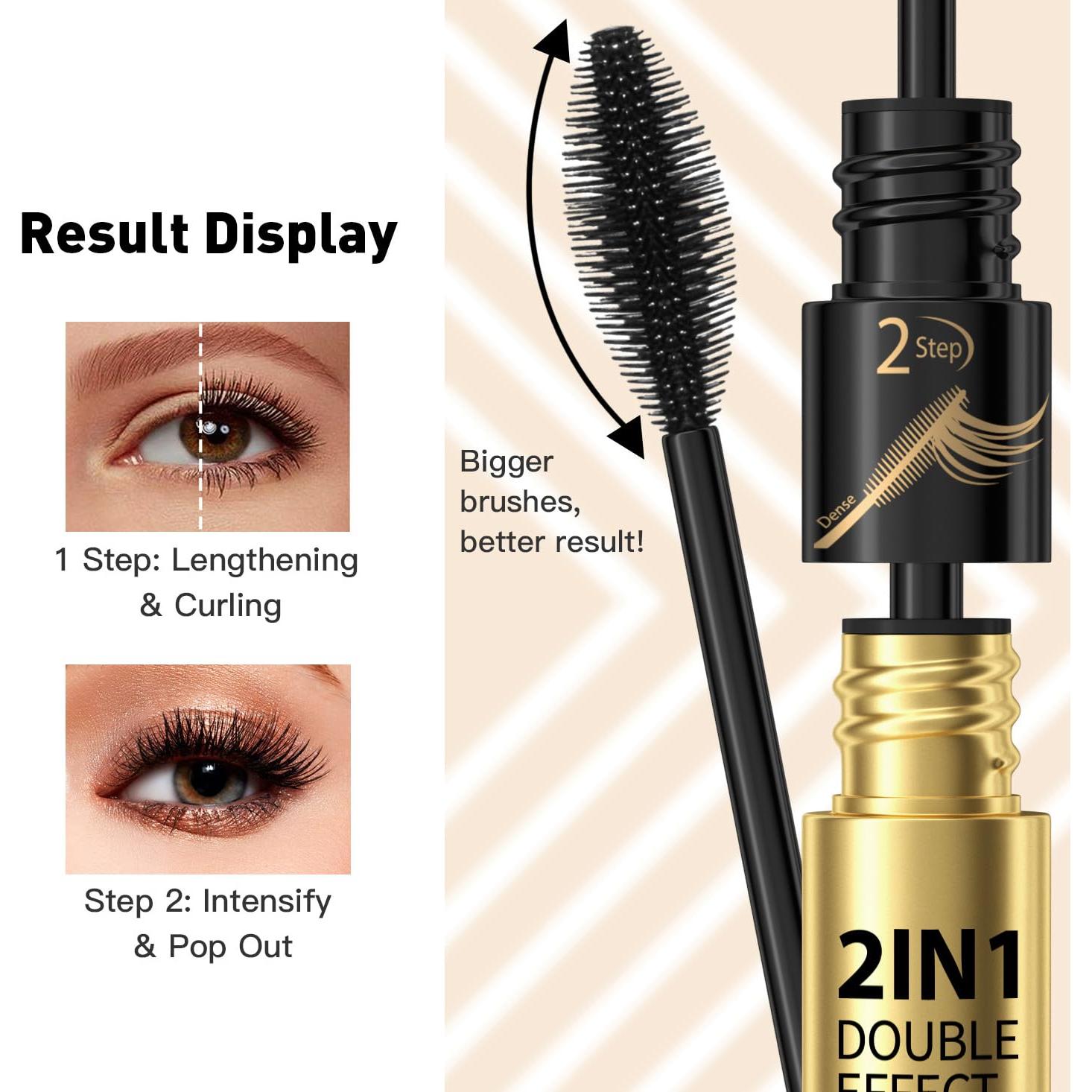 Máscara de Fibra 4D 2-en-1 GHFCZOO - Alargamiento y Volumen