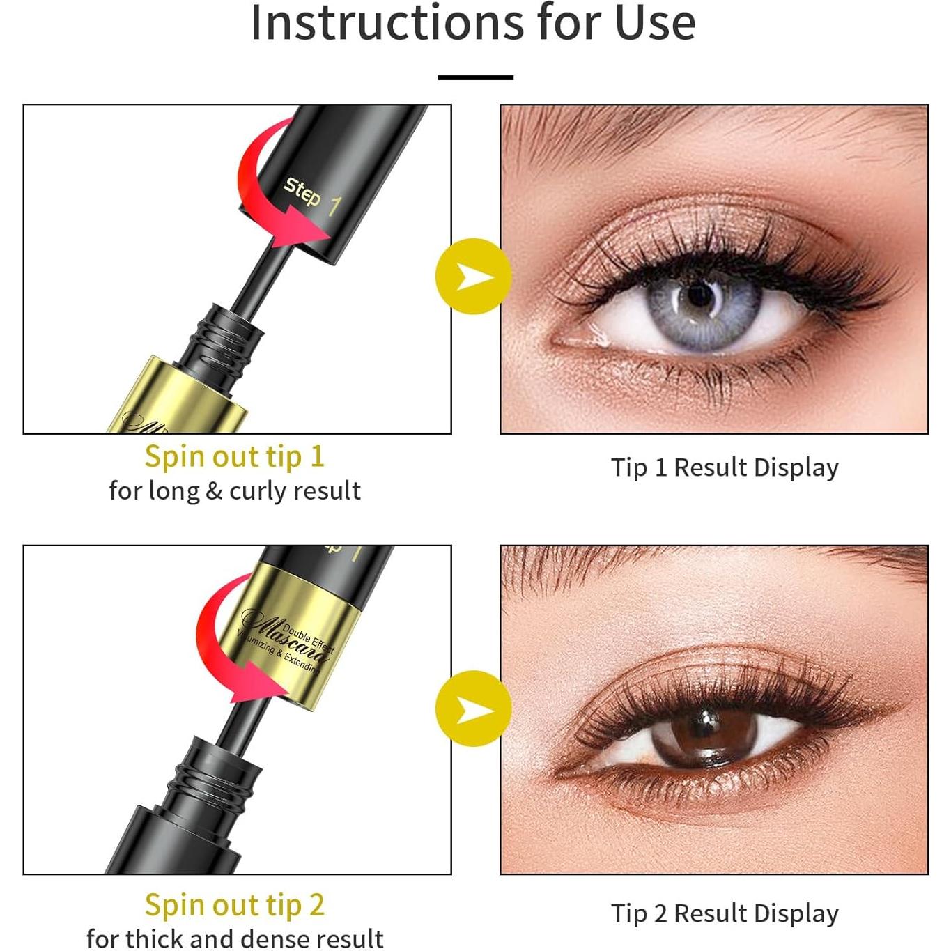 Máscara de Fibra 4D 2-en-1 GHFCZOO - Alargamiento y Volumen