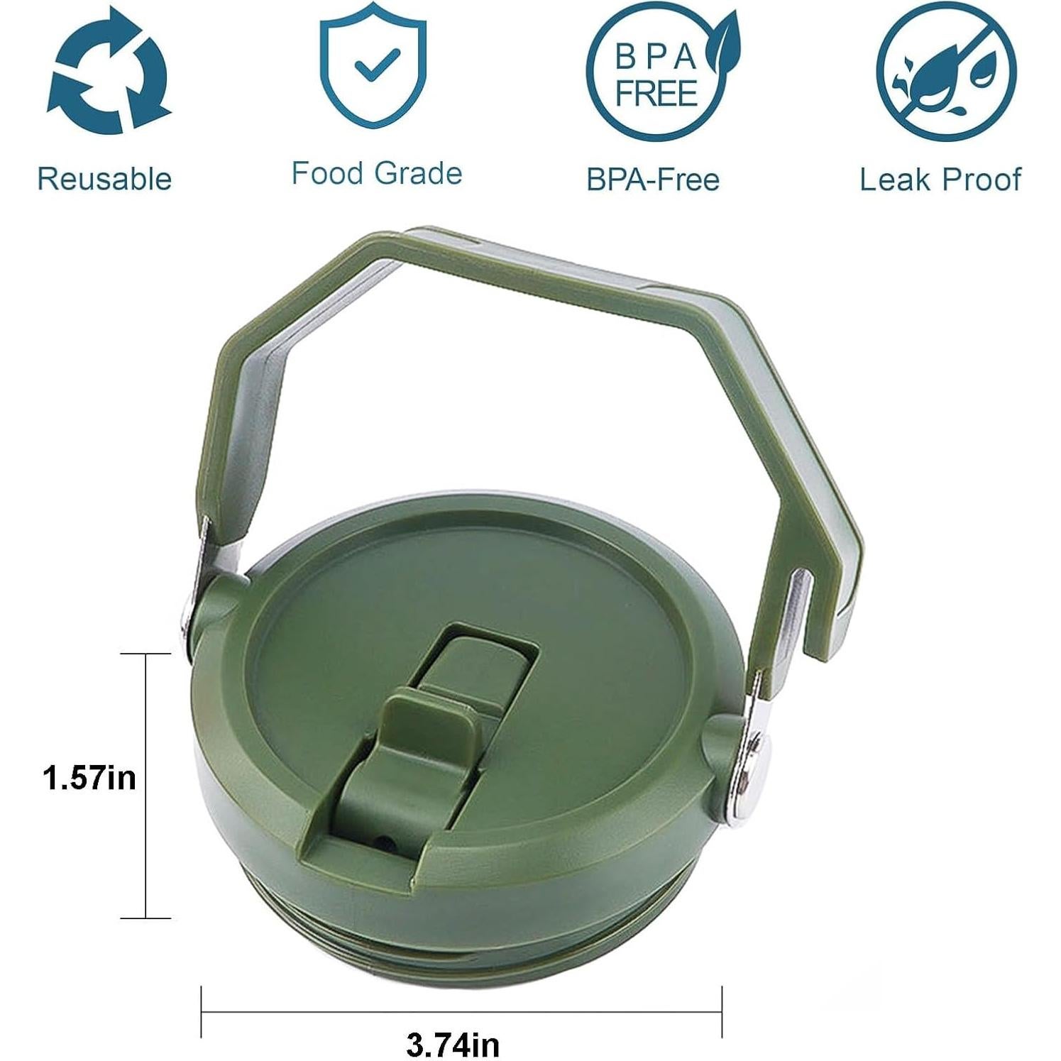 Paquete de 2 Tapas Reemplazo Tazanma 40 oz a Prueba de Fugas Verde Militar