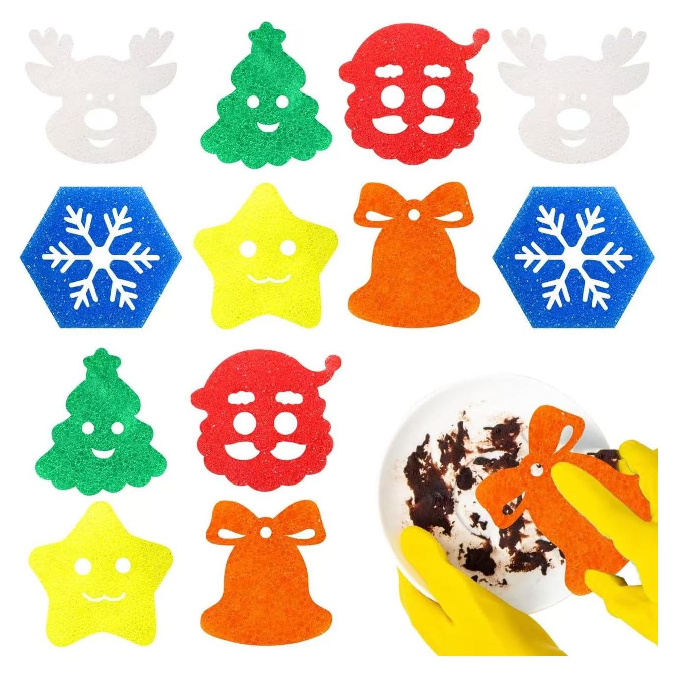 Paquete de 12 Esponjas de Limpieza Navideñas TBKETR