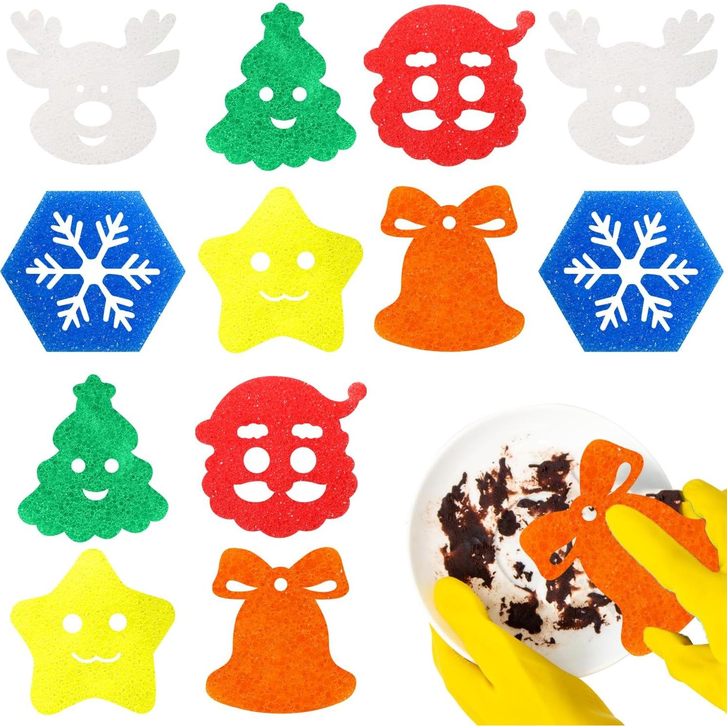 Paquete de 12 Esponjas de Limpieza Navideñas TBKETR