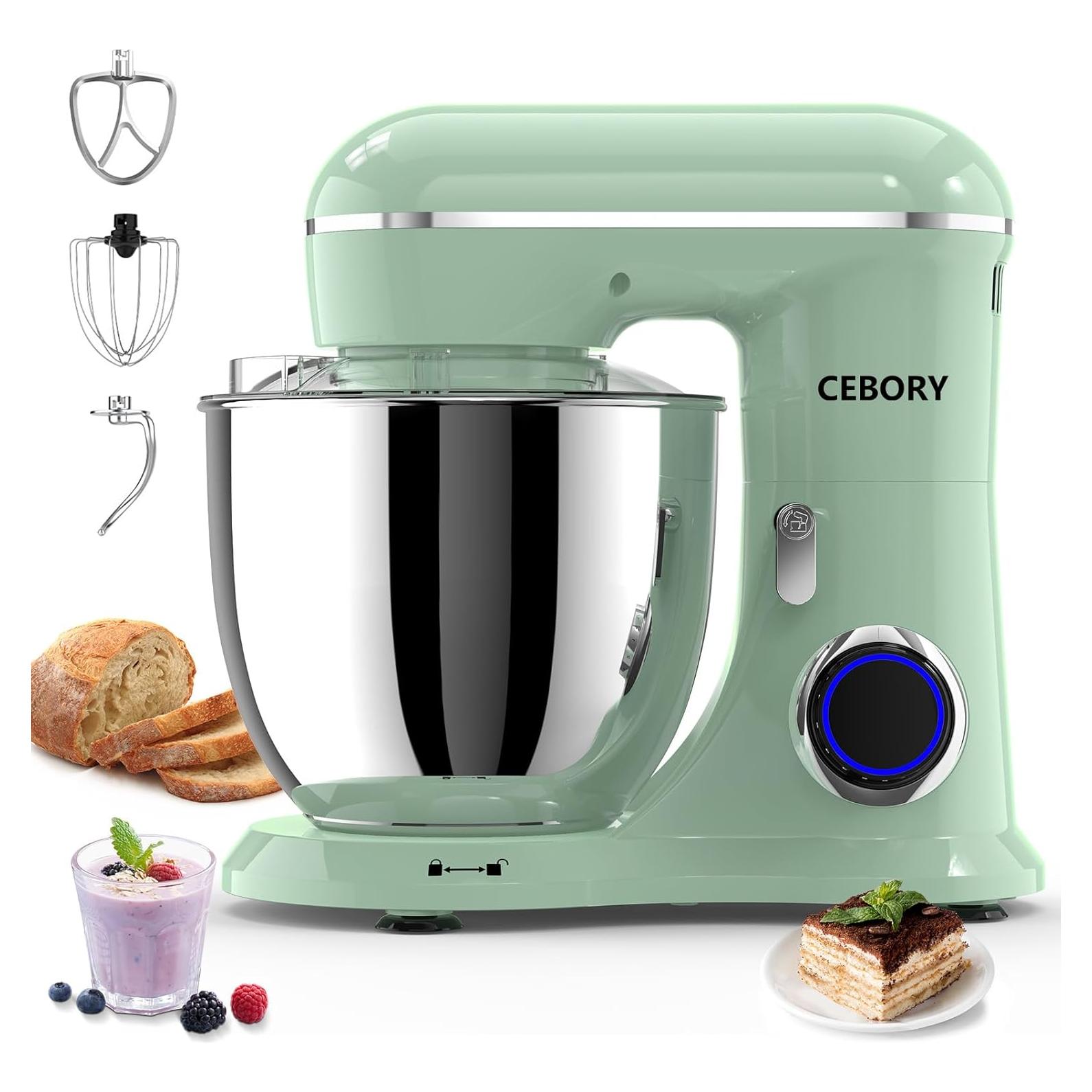 Mezclador de pie eléctrico CEBORY 6.5L 660W 10 velocidades Verde Agave