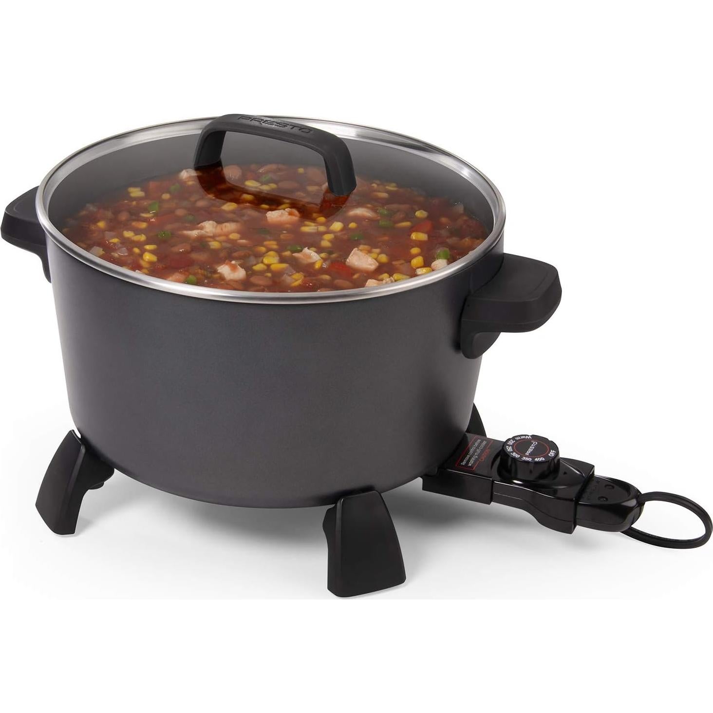 Olla de Cocina Presto XL 10 Qt, Vaporera y Freidora Negra