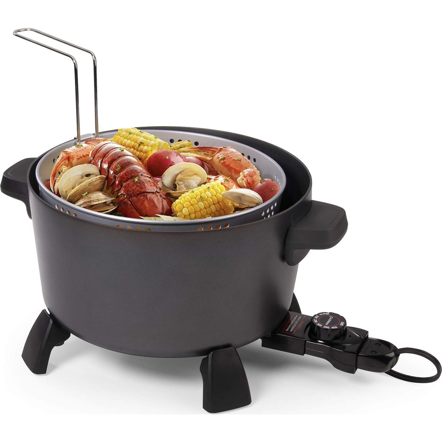 Olla de Cocina Presto XL 10 Qt, Vaporera y Freidora Negra