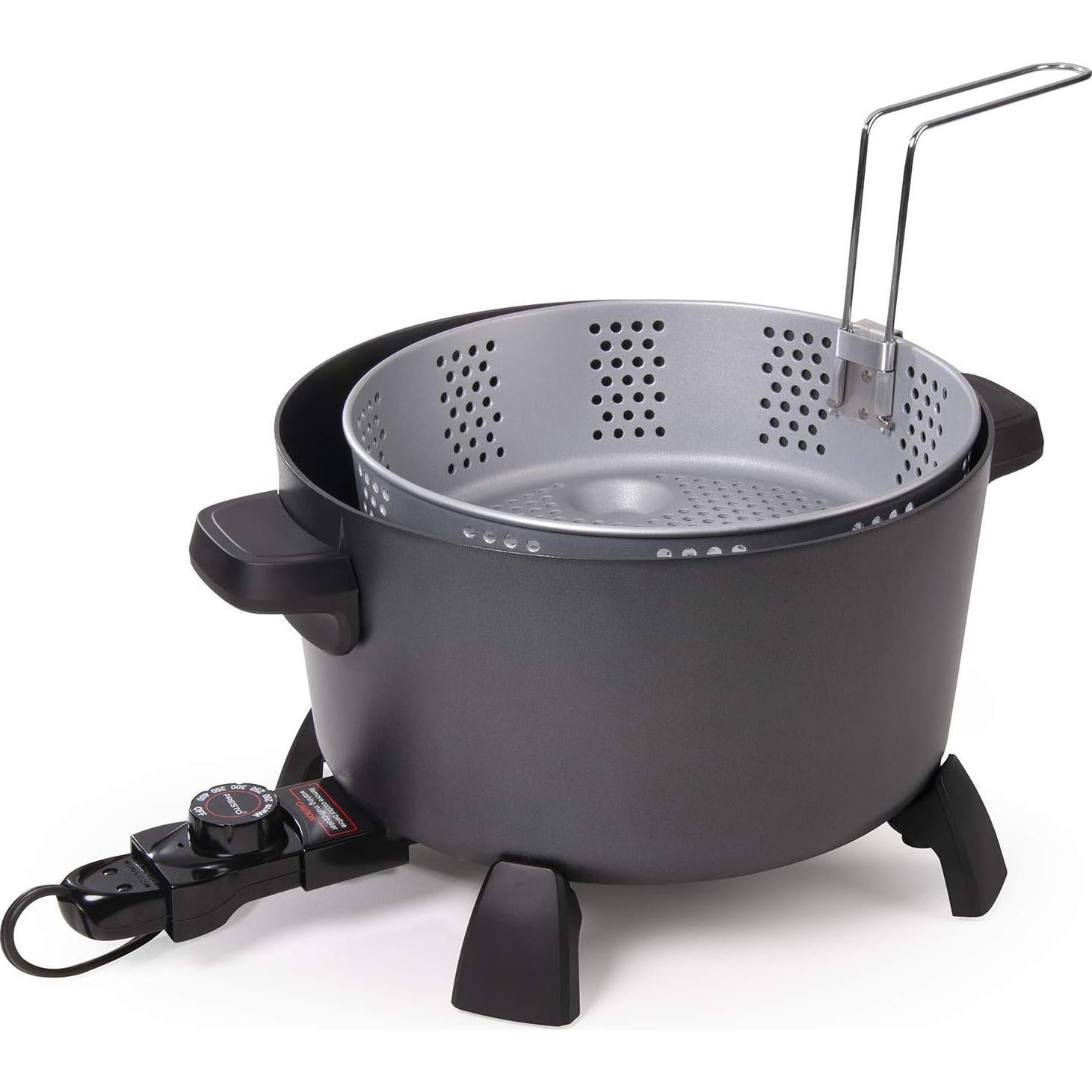 Olla de Cocina Presto XL 10 Qt, Vaporera y Freidora Negra