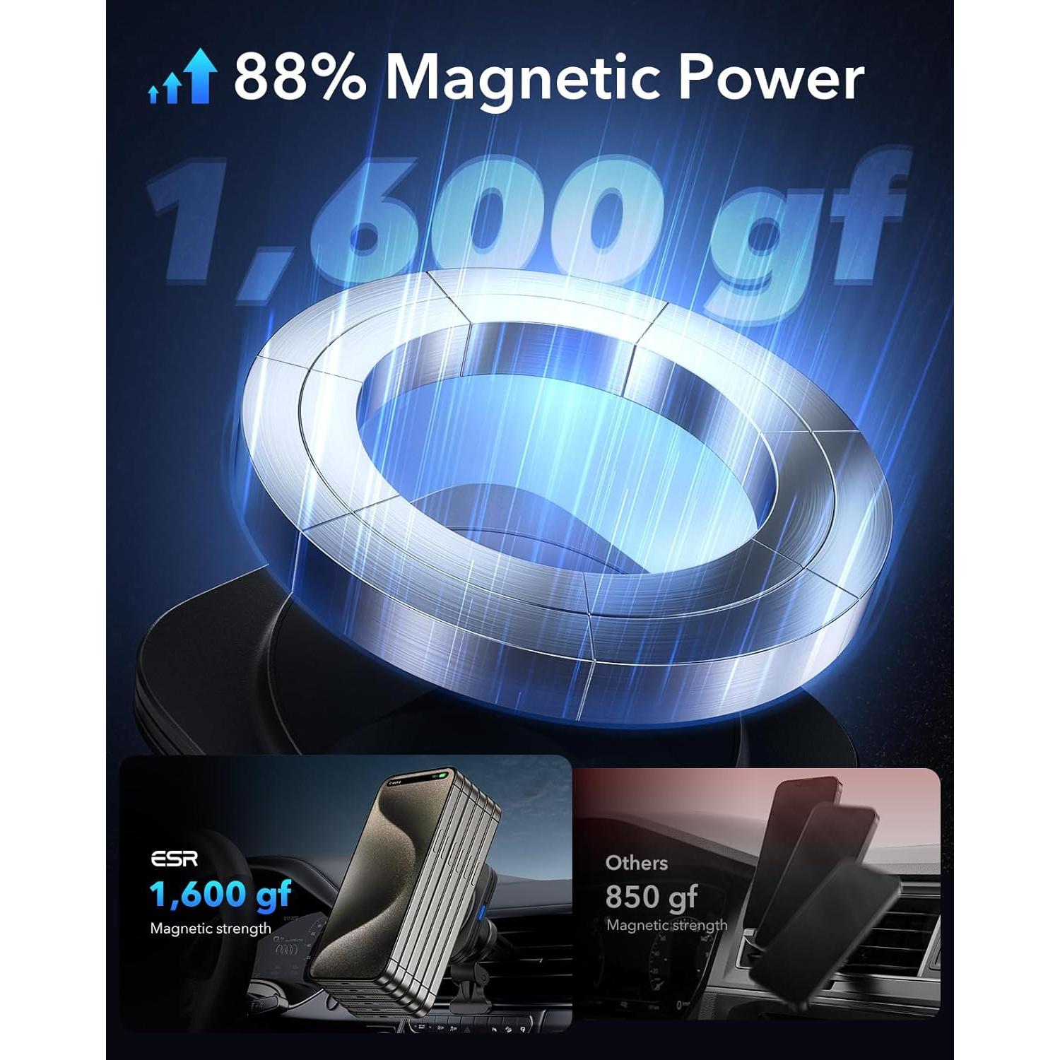 Cargador de coche ESR MagSafe 15W para iPhone y Galaxy