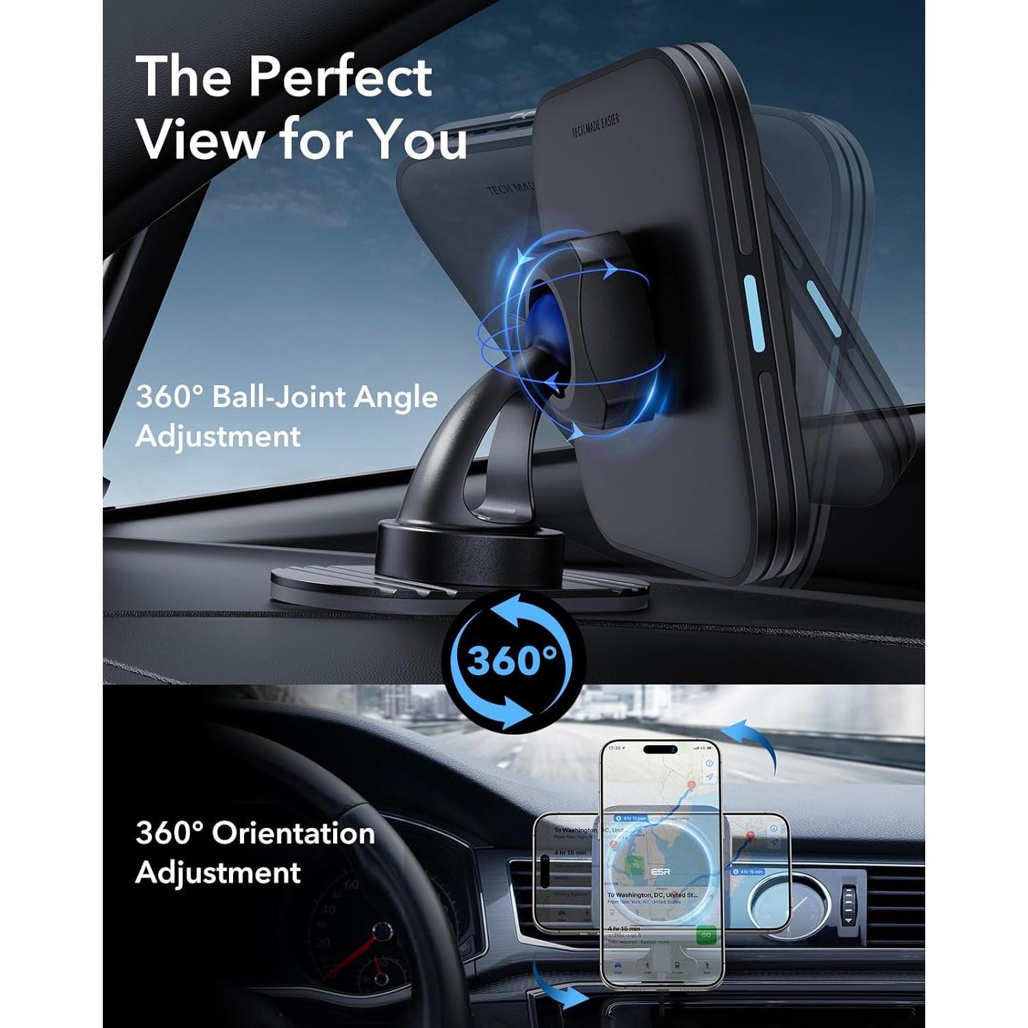 Cargador de coche ESR MagSafe 15W para iPhone y Galaxy