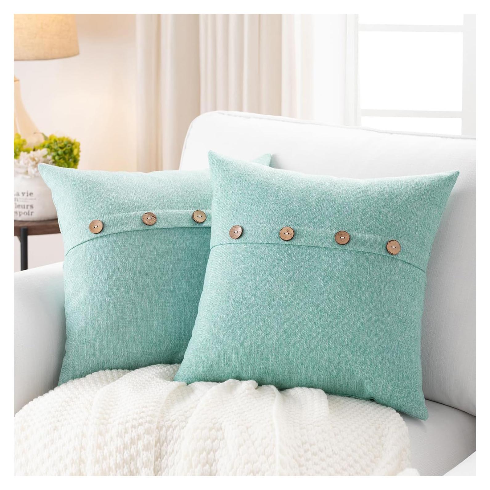 Juego de 2 Fundas de Almohada Cuadradas Meekio Verde Aqua 40.6 cm