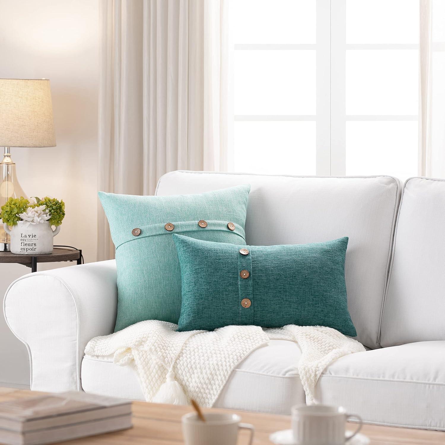 Juego de 2 Fundas de Almohada Cuadradas Meekio Verde Aqua 40.6 cm