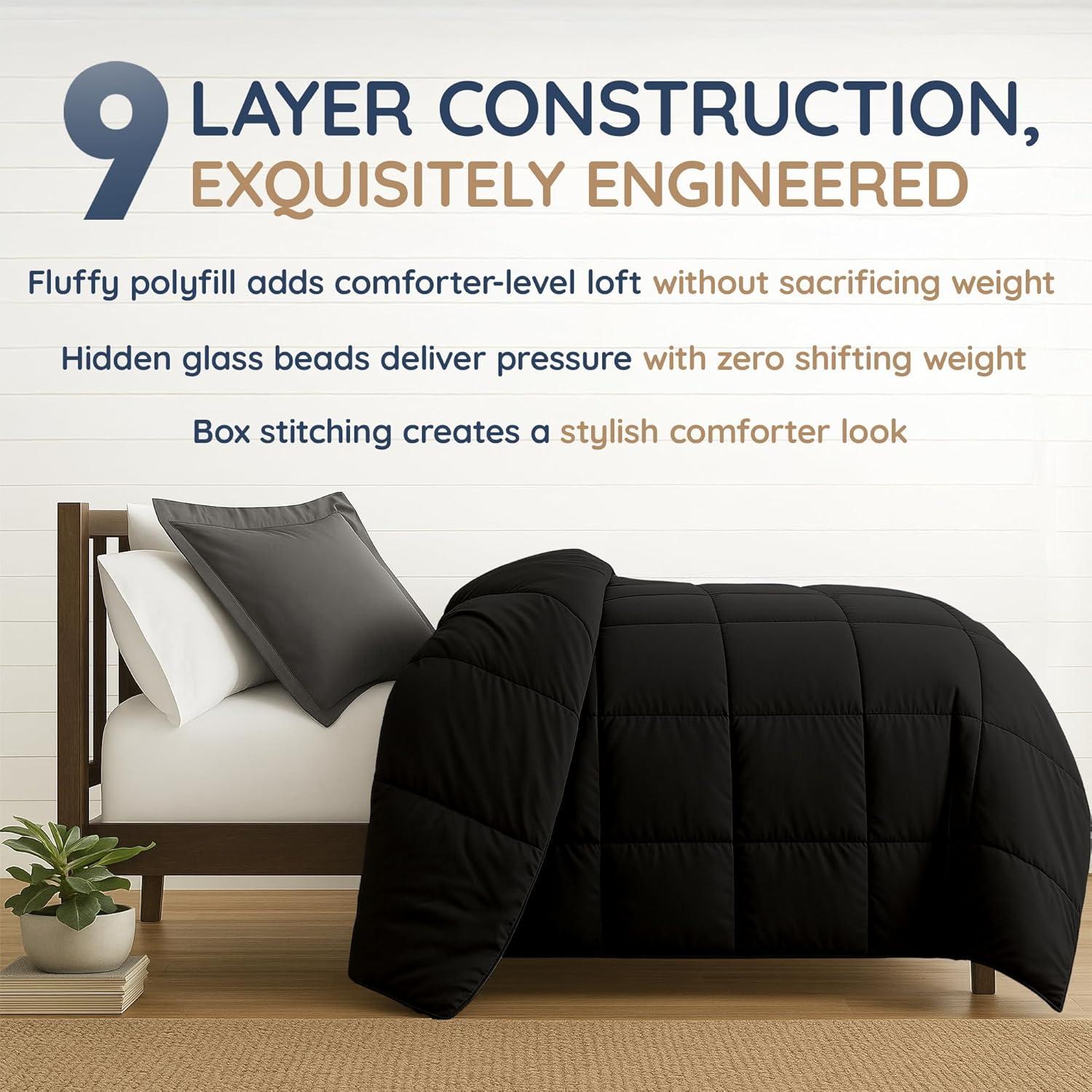 Edredón con Peso HomeSmart Queen 6.8 kg, Tela Suave Negra