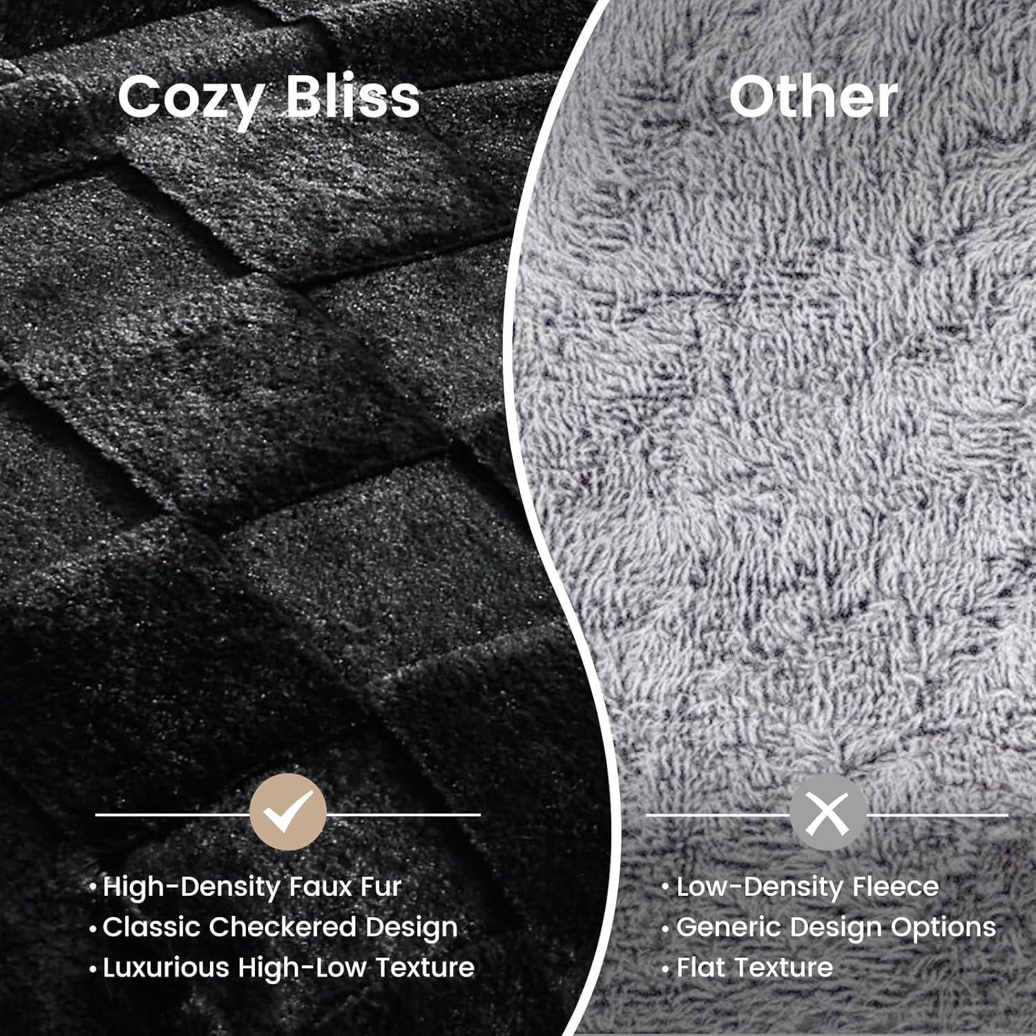 Manta Cozy Bliss de Piel Falsa a Cuadros Negra 127x152 cm