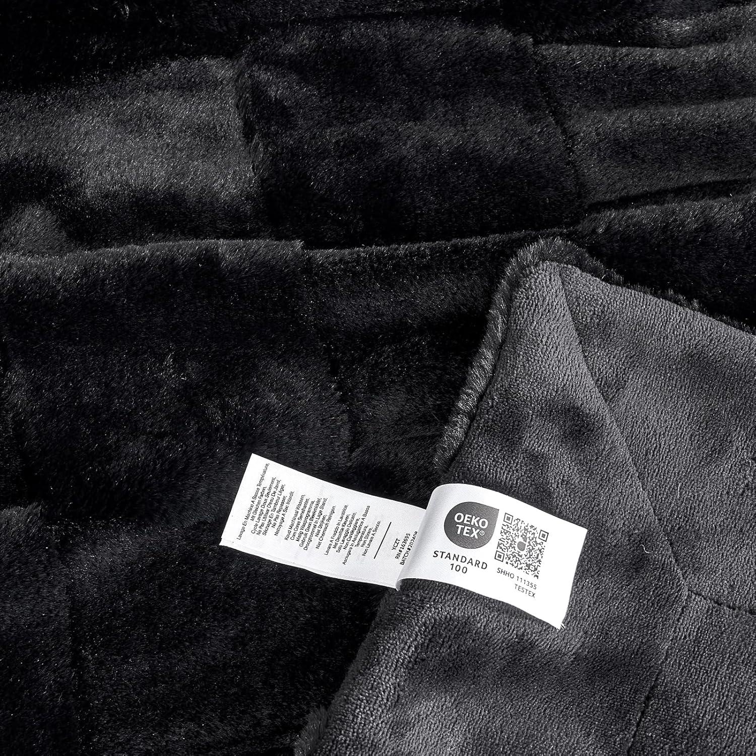 Manta Cozy Bliss de Piel Falsa a Cuadros Negra 127x152 cm