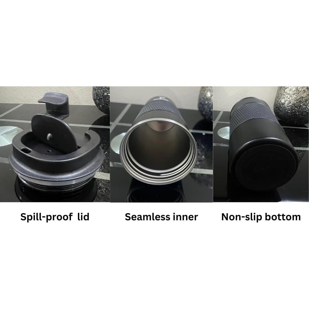 Taza de Viaje Aislada Plant-X 510 mL Doble Pared Negra