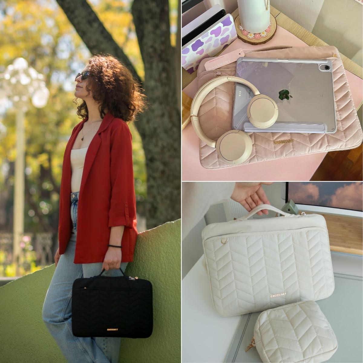 BAGSMART Funda para Laptop 36cm Beige Acolchada 13-14"