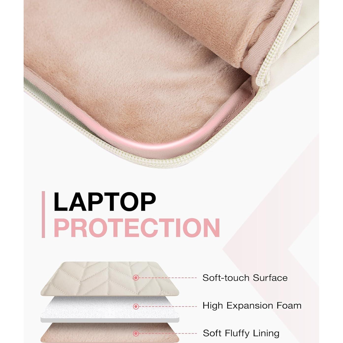 BAGSMART Funda para Laptop 36cm Beige Acolchada 13-14"