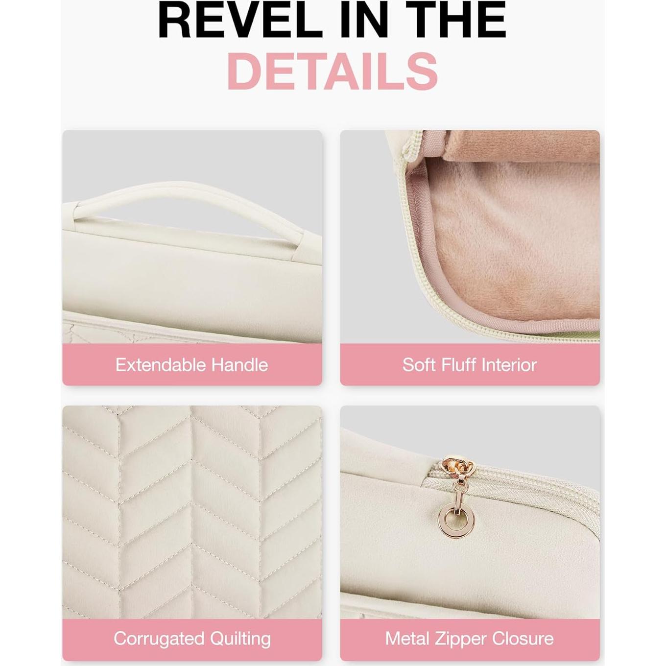 BAGSMART Funda para Laptop 36cm Beige Acolchada 13-14"