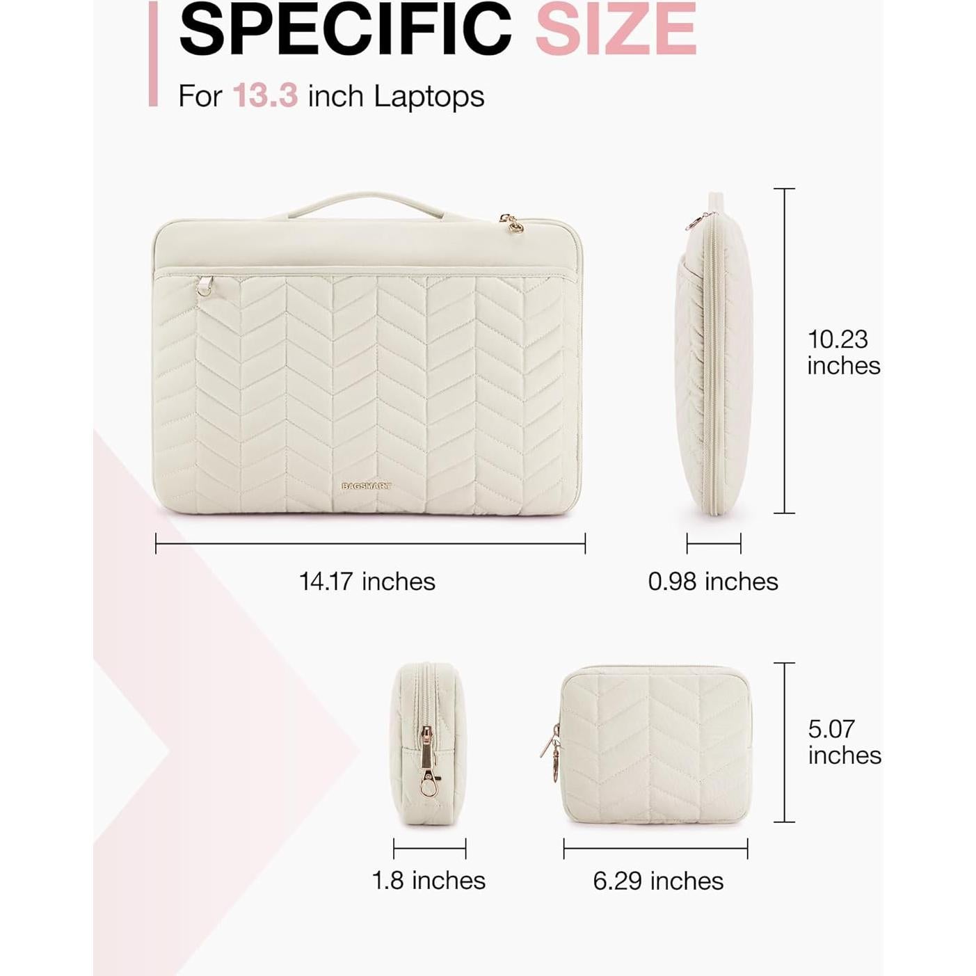 BAGSMART Funda para Laptop 36cm Beige Acolchada 13-14"