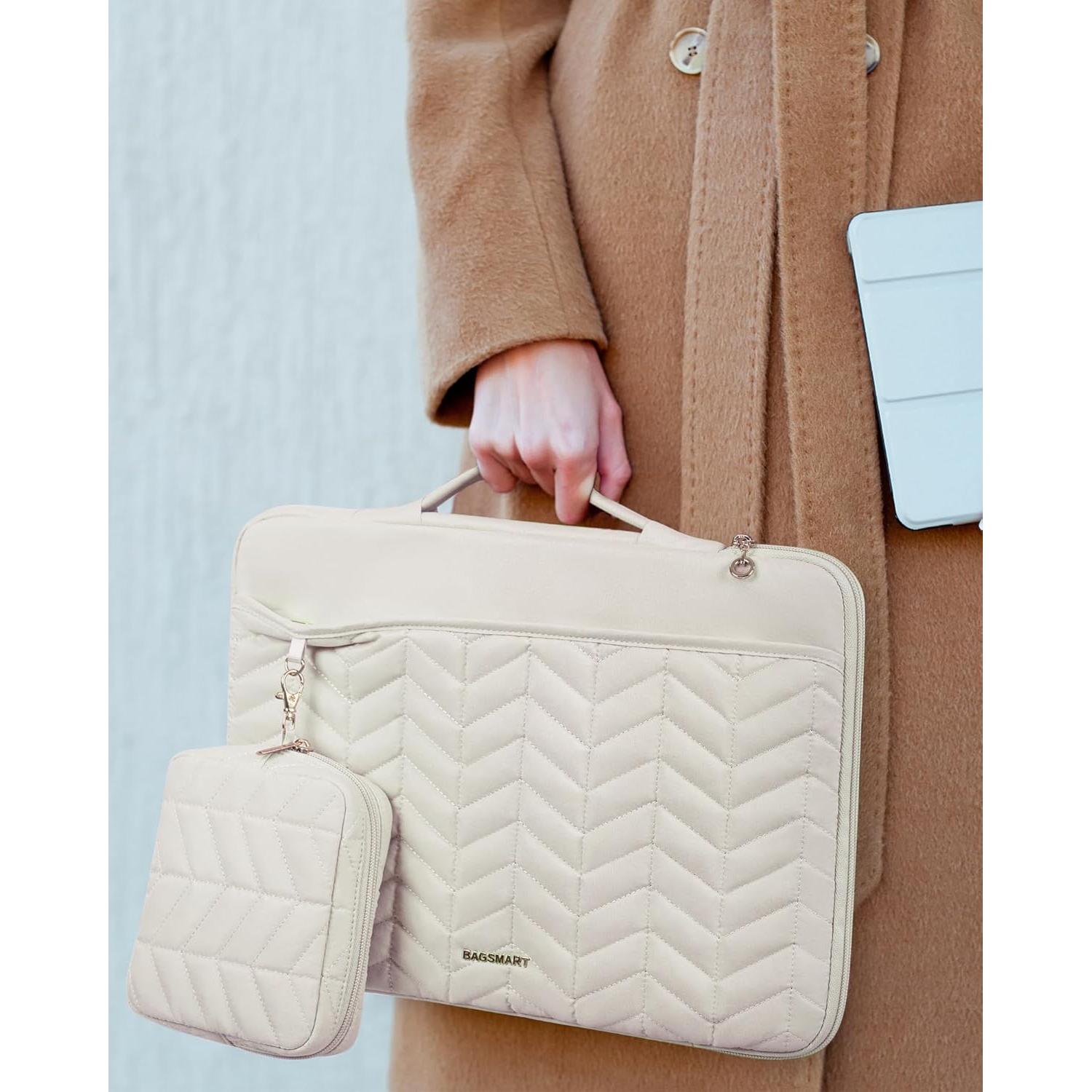 BAGSMART Funda para Laptop 36cm Beige Acolchada 13-14"
