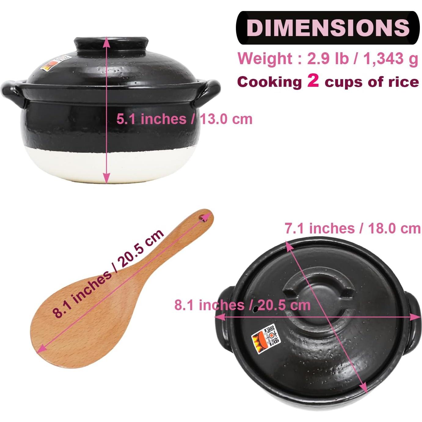 Olla de Arroz COTONOHA Banko-Yaki 2-Gou Cerámica Negra