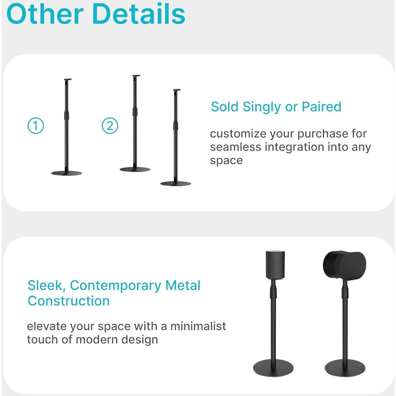 Soporte para Altavoces SONOS Era 300 y 100 Ajustable 68-108 cm