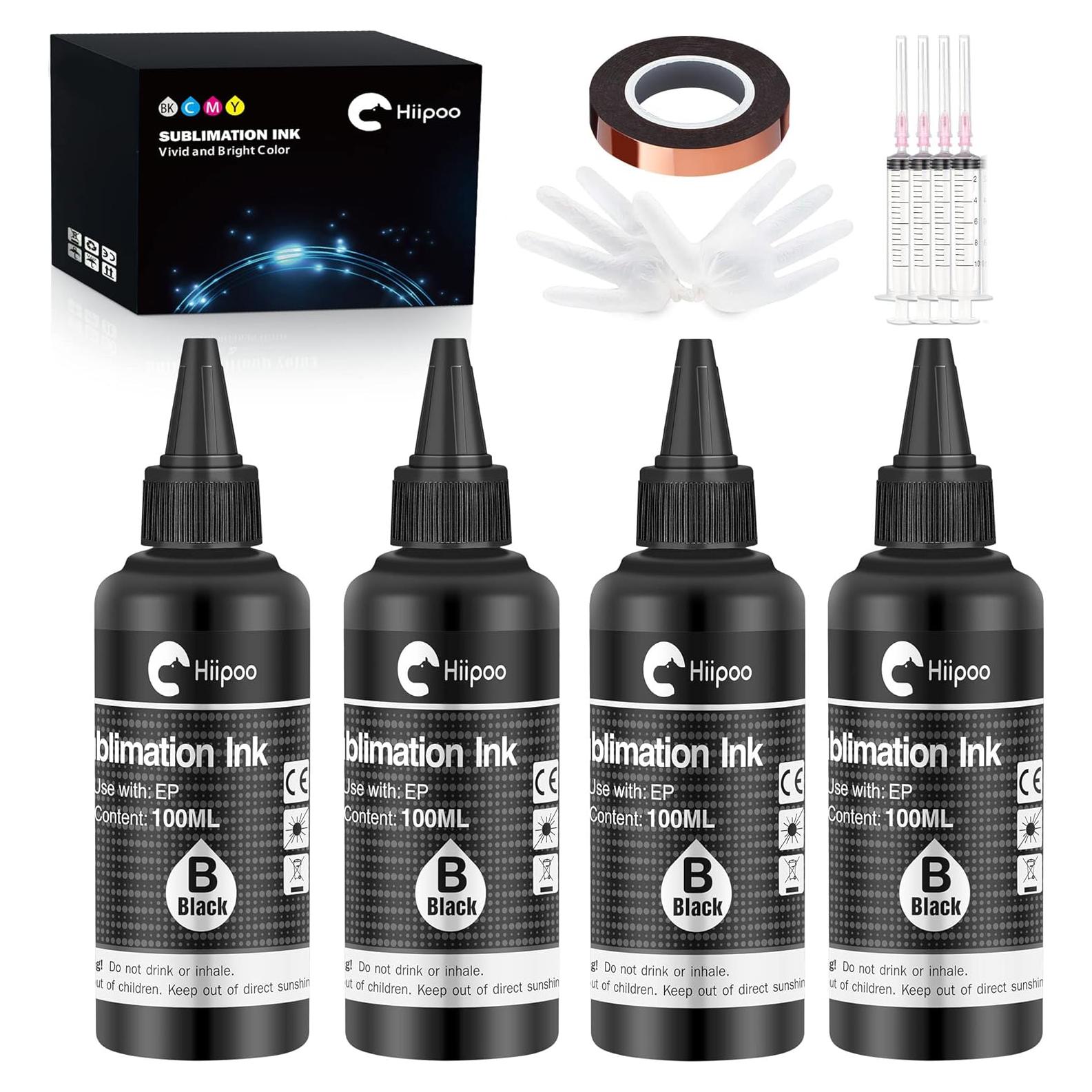 Botellas de Tinta de Sublimación Hiipoo 4x100ml Negra