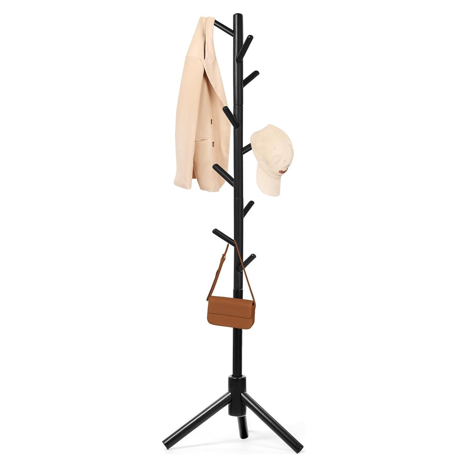 Perchero de Madera de Haya Relquorax 9 Ganchos Ajustable Negro