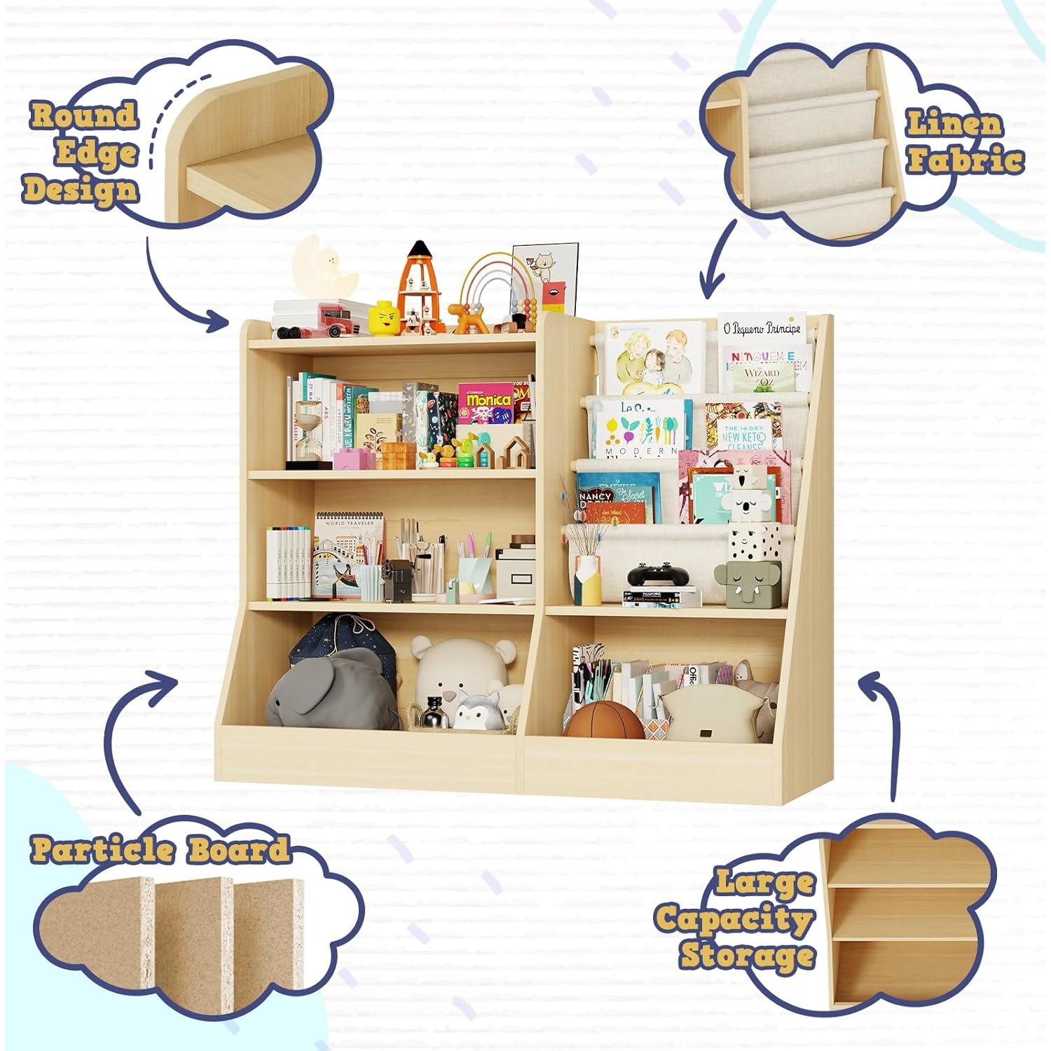 Estantería de Madera IKALIFE 91.44 cm para Niños - Librero Natural