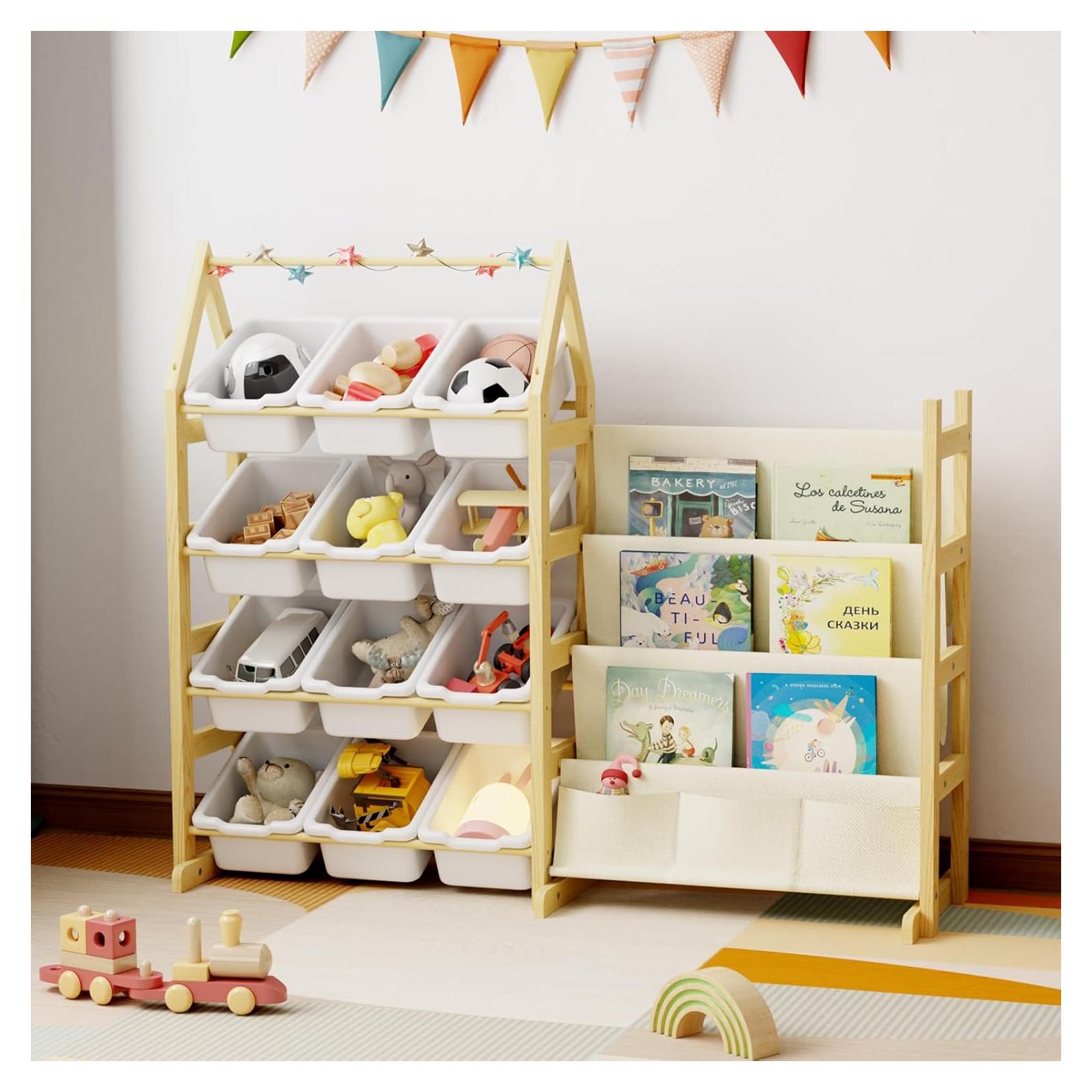 Organizador de Juguetes de Madera Oenalw con 12 Contenedores