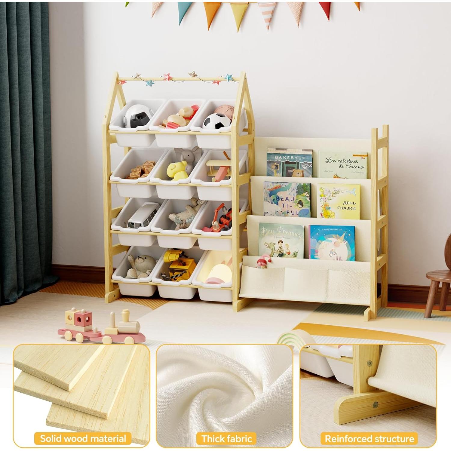 Organizador de Juguetes de Madera Oenalw con 12 Contenedores