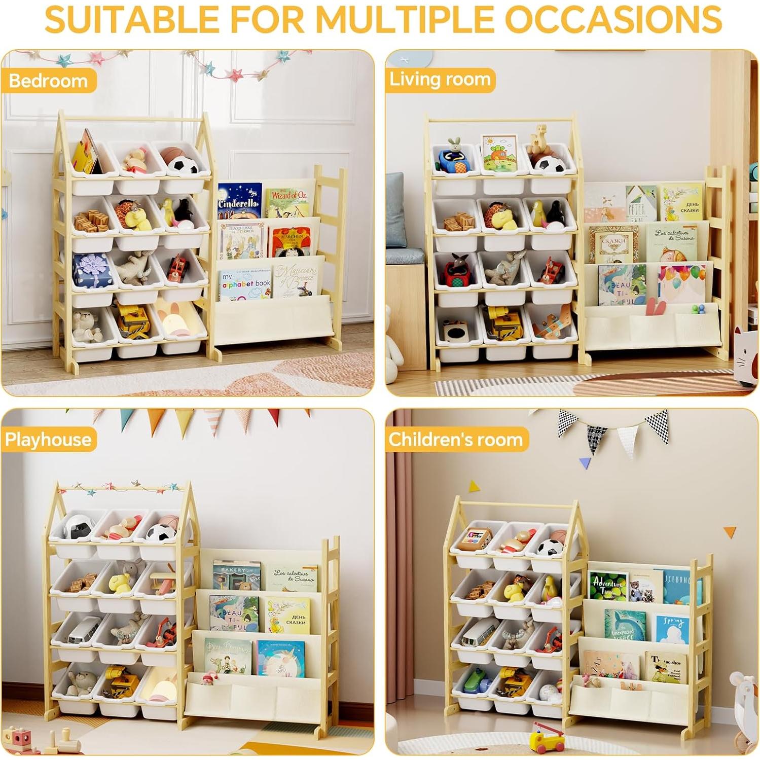 Organizador de Juguetes de Madera Oenalw con 12 Contenedores