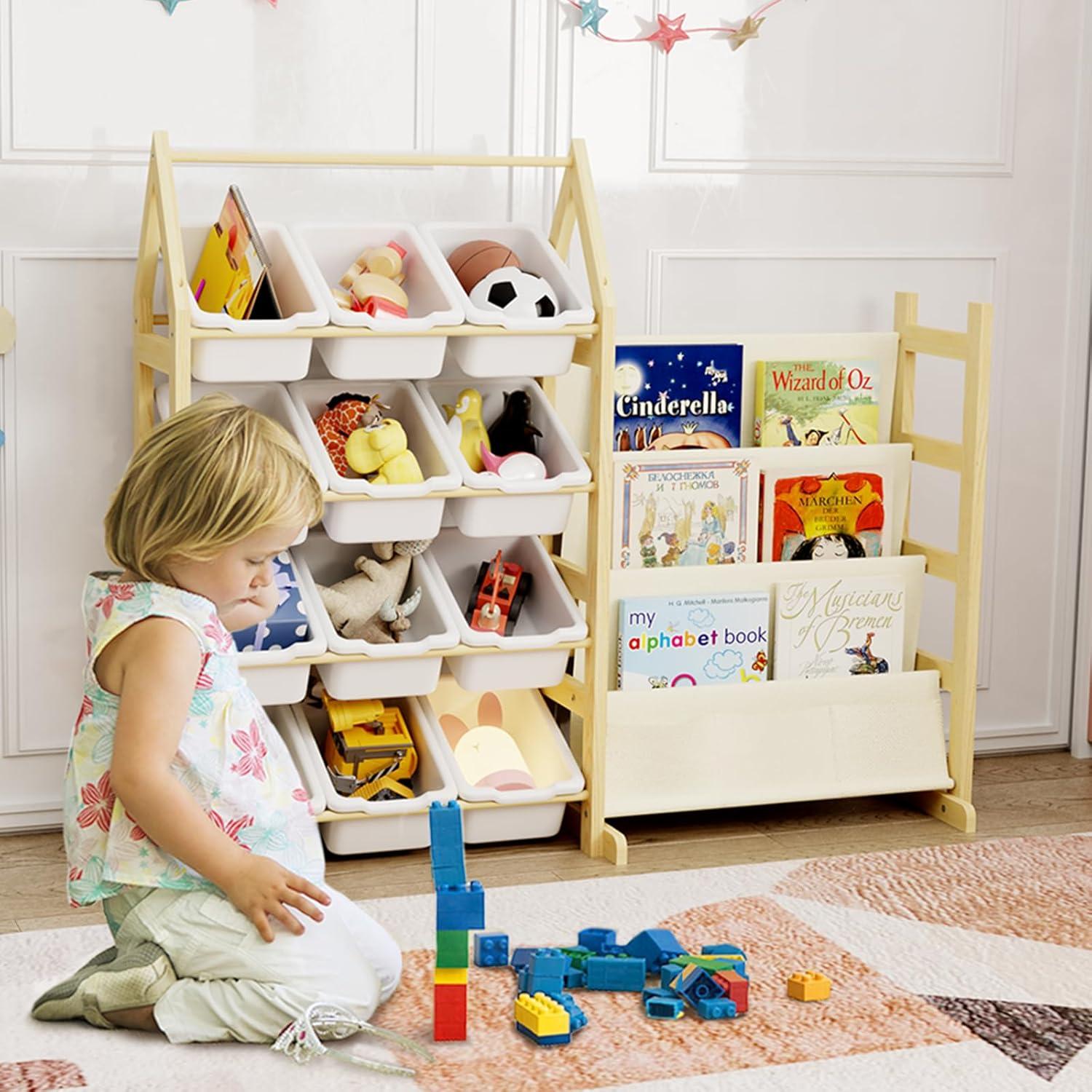 Organizador de Juguetes de Madera Oenalw con 12 Contenedores