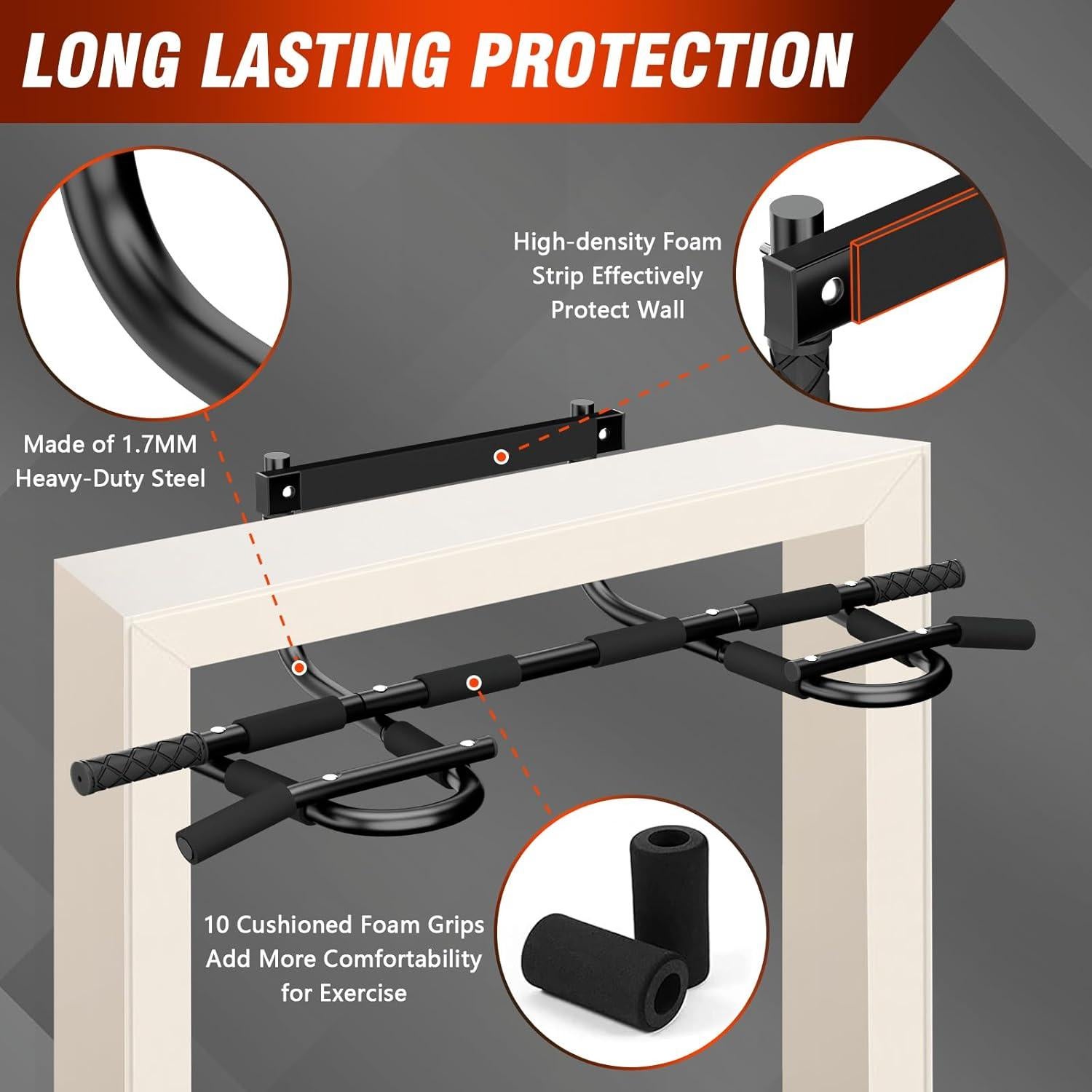 Barra de Dominadas SPORTIC para Puerta Sin Tornillos 106.68 cm