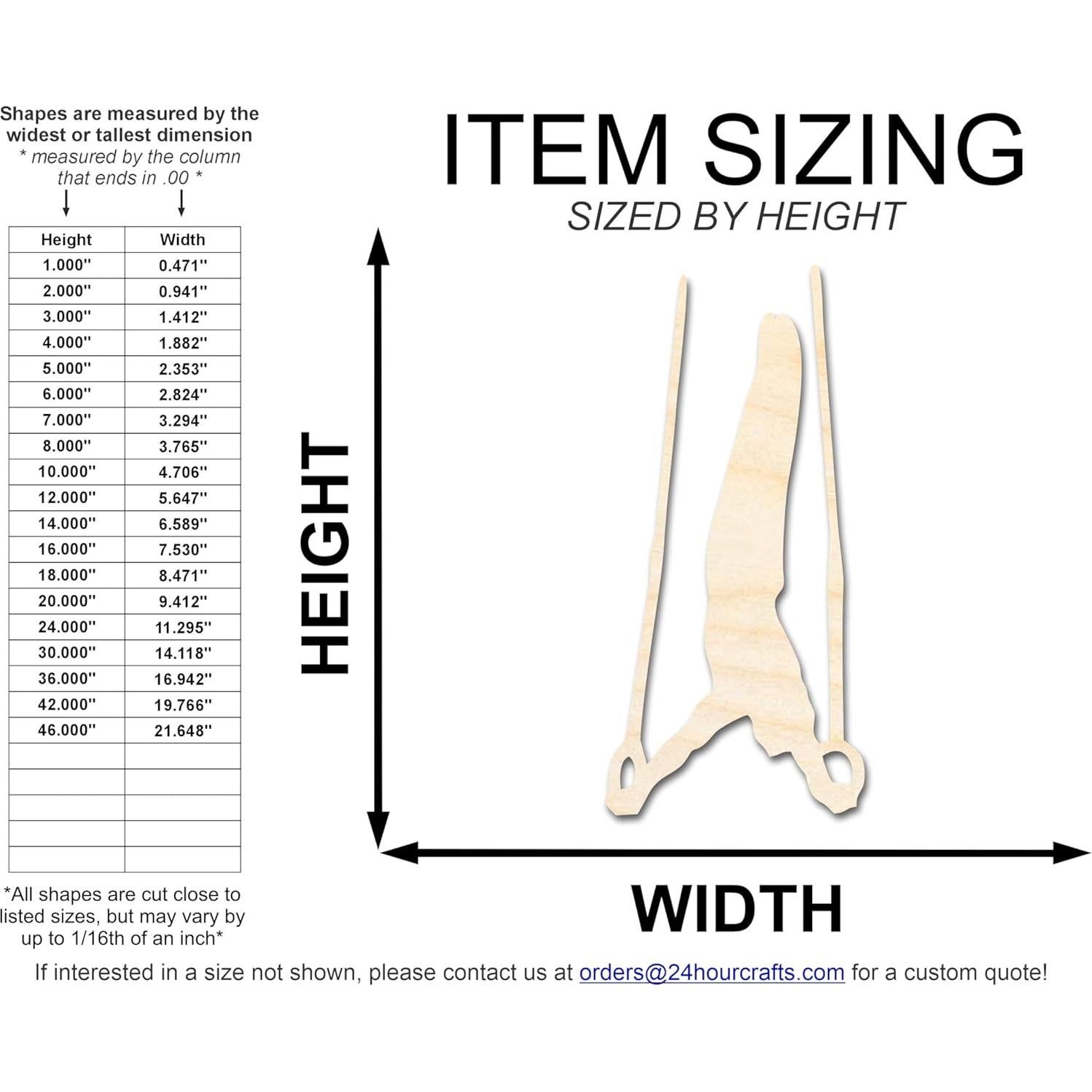 Unfinished Wood Gymnastics Rings Shape | DIY Craft Cutout | up to 46" DIY 3" / 1/2"