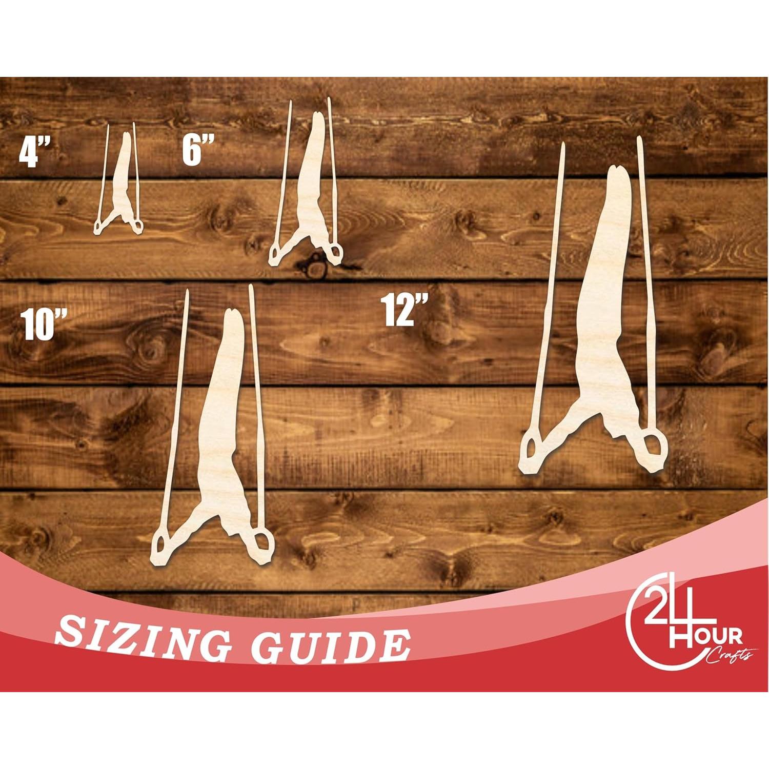 Unfinished Wood Gymnastics Rings Shape | DIY Craft Cutout | up to 46" DIY 3" / 1/2"