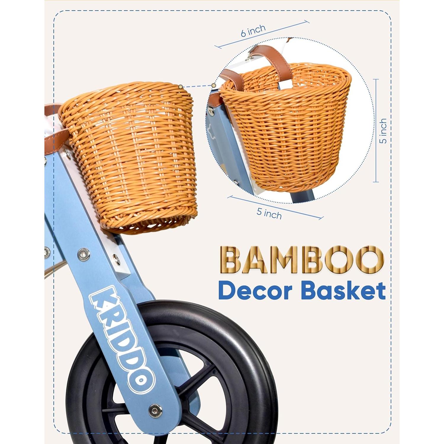 Triciclo de Madera KRIDDO 2 en 1 para Niños Azul