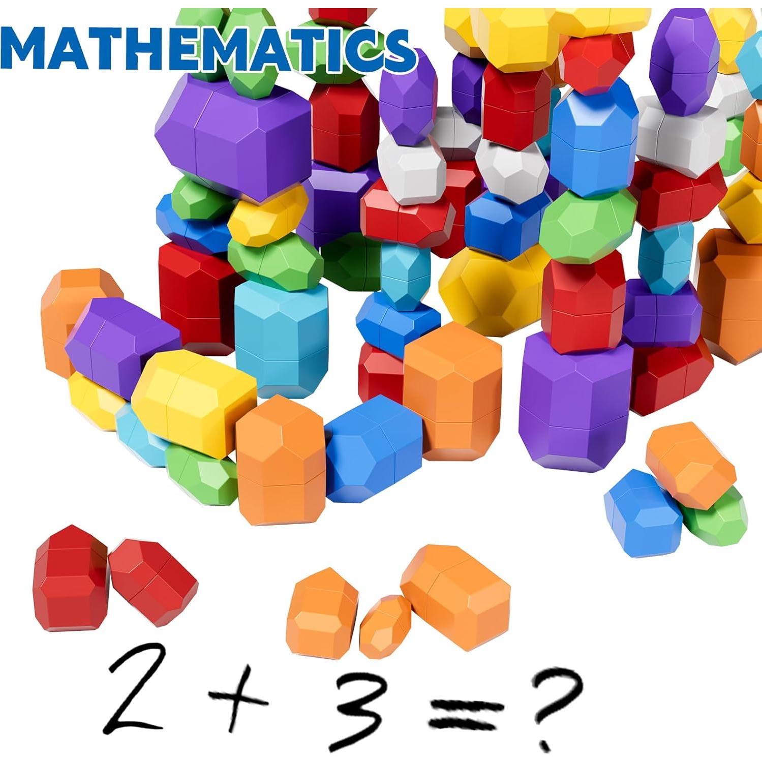 Lucky Doug 50 PCS Rocas Apilables Montessori para Niños 1-3 Años