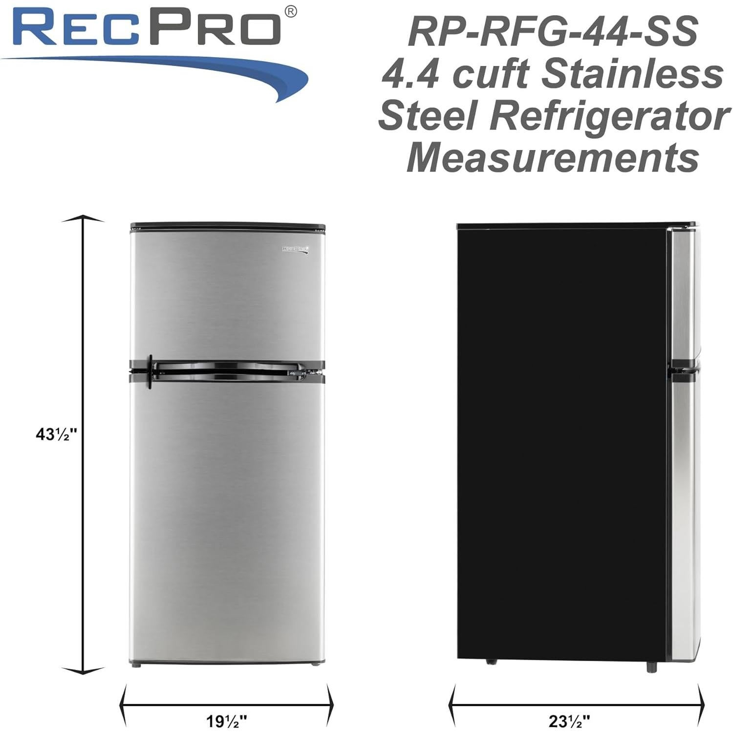 Refrigerador RecPro 4.4 Pies Cúbicos 12V Acero Inoxidable