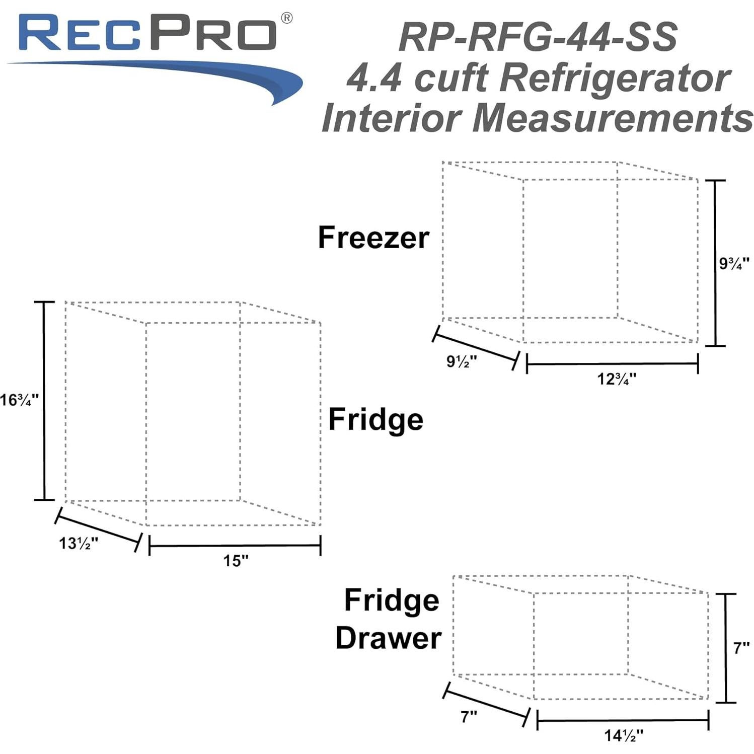 Refrigerador RecPro 4.4 Pies Cúbicos 12V Acero Inoxidable